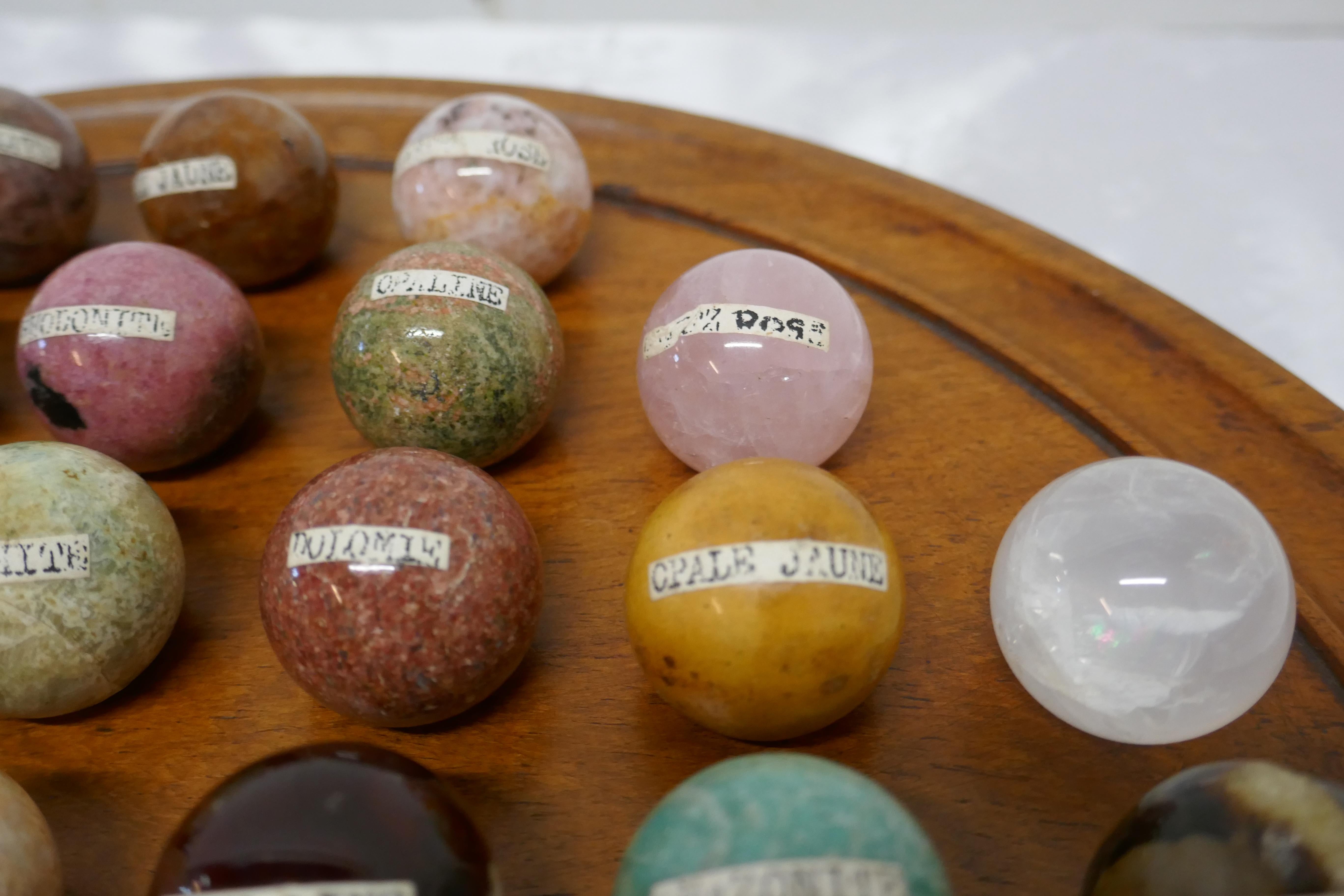 Set of French Marble Orbs on a Turned Solitaire Board In Good Condition In Chillerton, Isle of Wight
