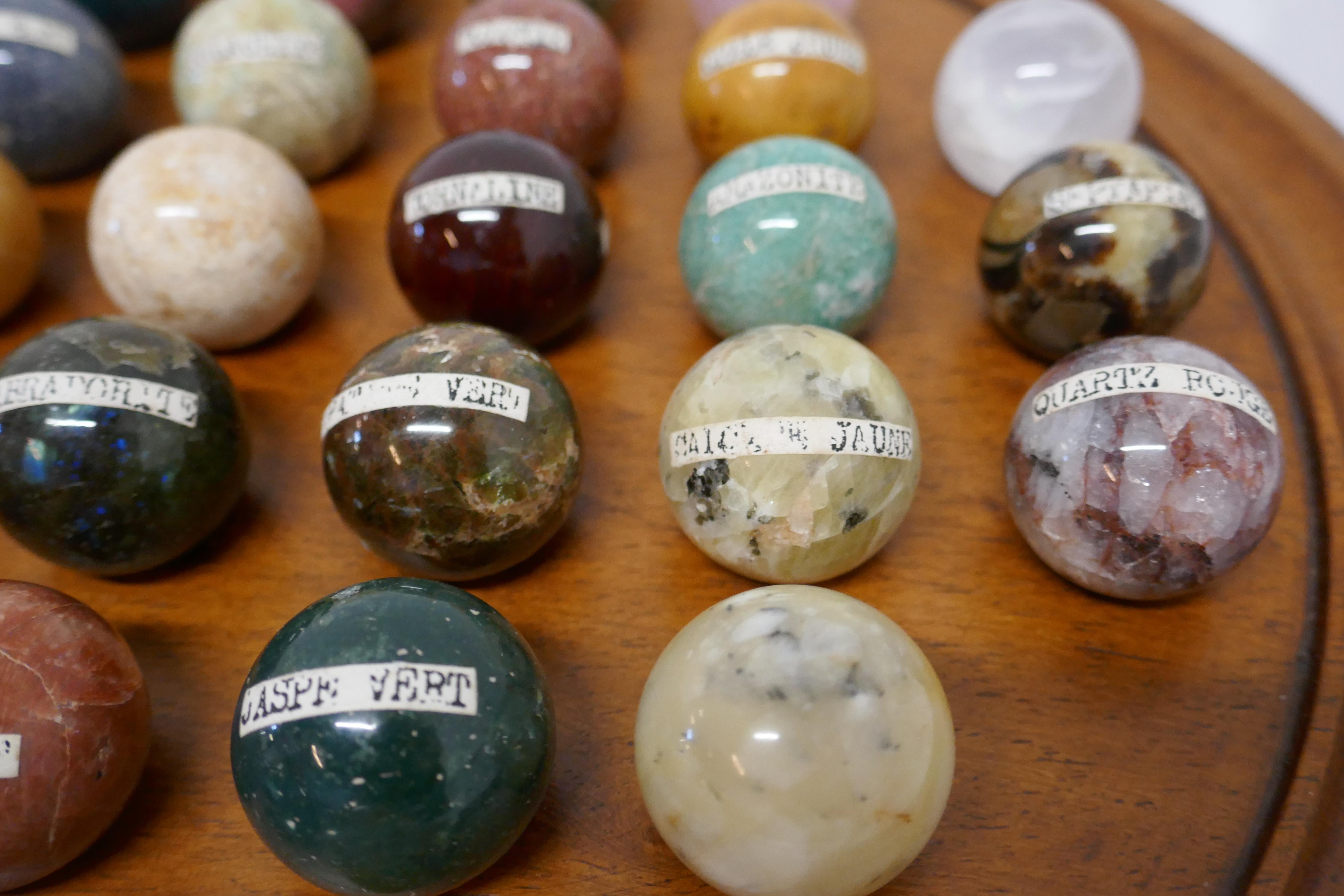 19th Century Set of French Marble Orbs on a Turned Solitaire Board