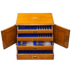 Set of George V Sterling Silver Cutlery in a Fitted Case