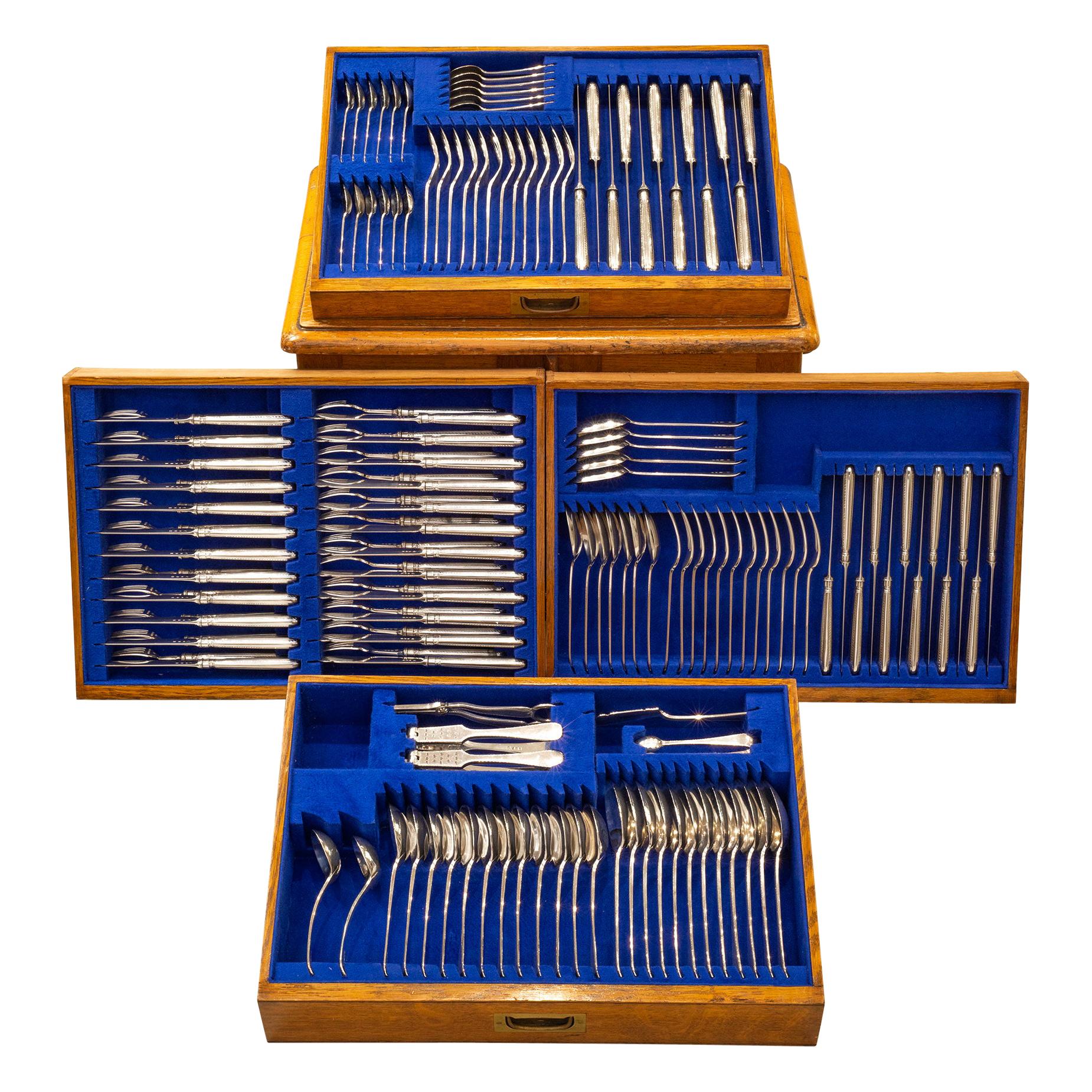Set of George V Sterling Silver Cutlery in a Fitted Case