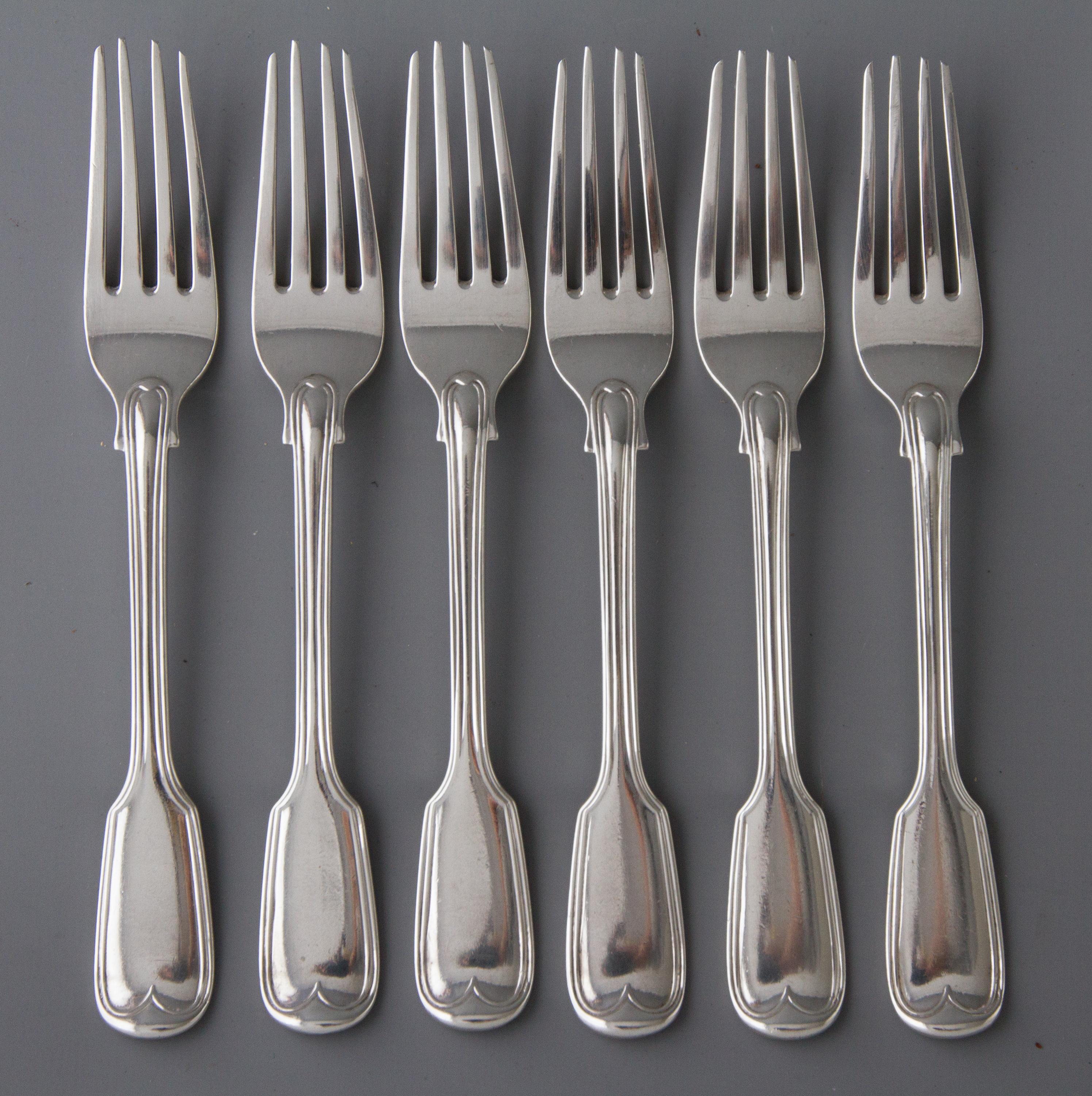 Sterling Silver Set of Georgian/Victorian Silver Cutlery for Six For Sale