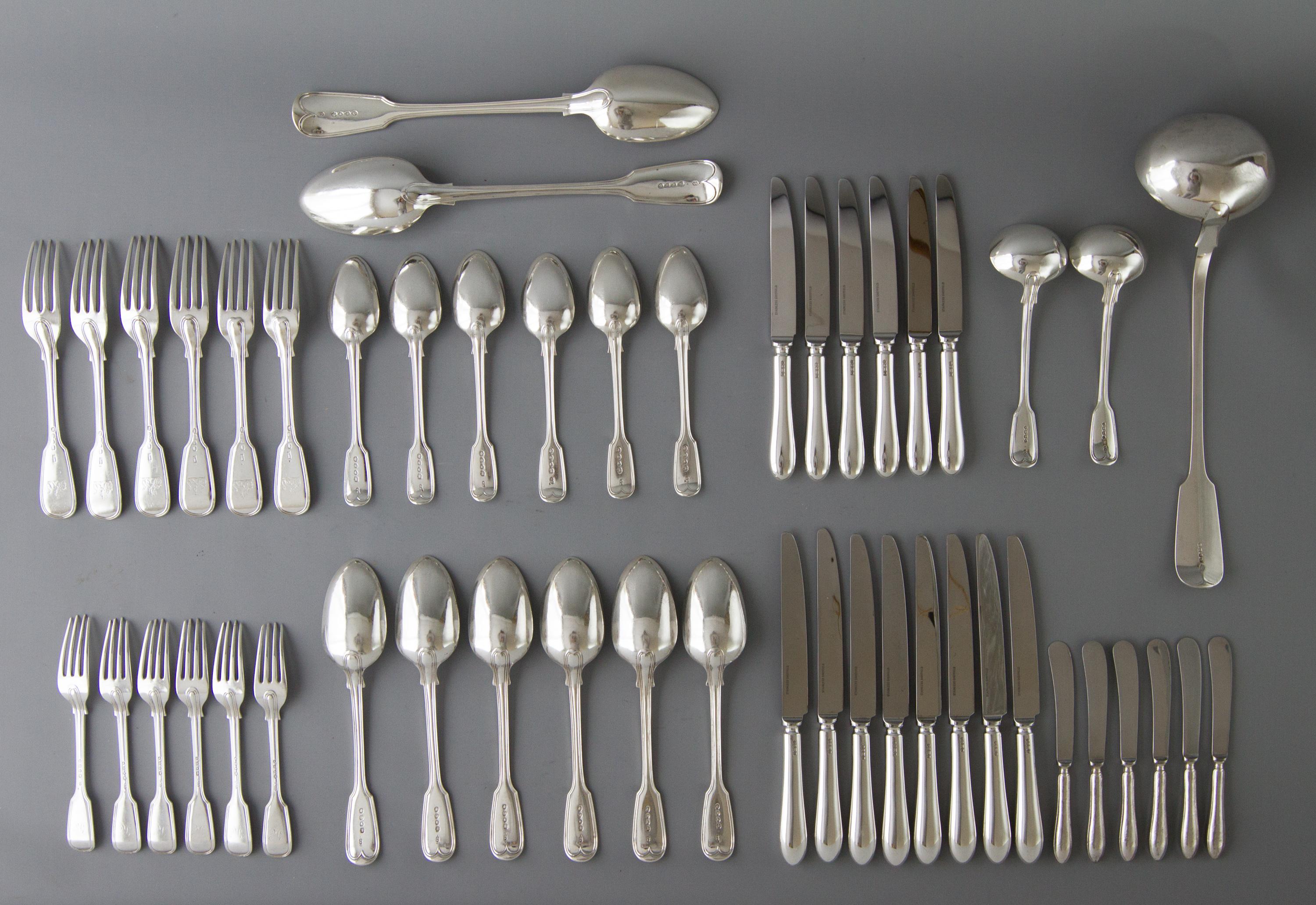 Set of Georgian/Victorian Silver Cutlery for Six For Sale 3