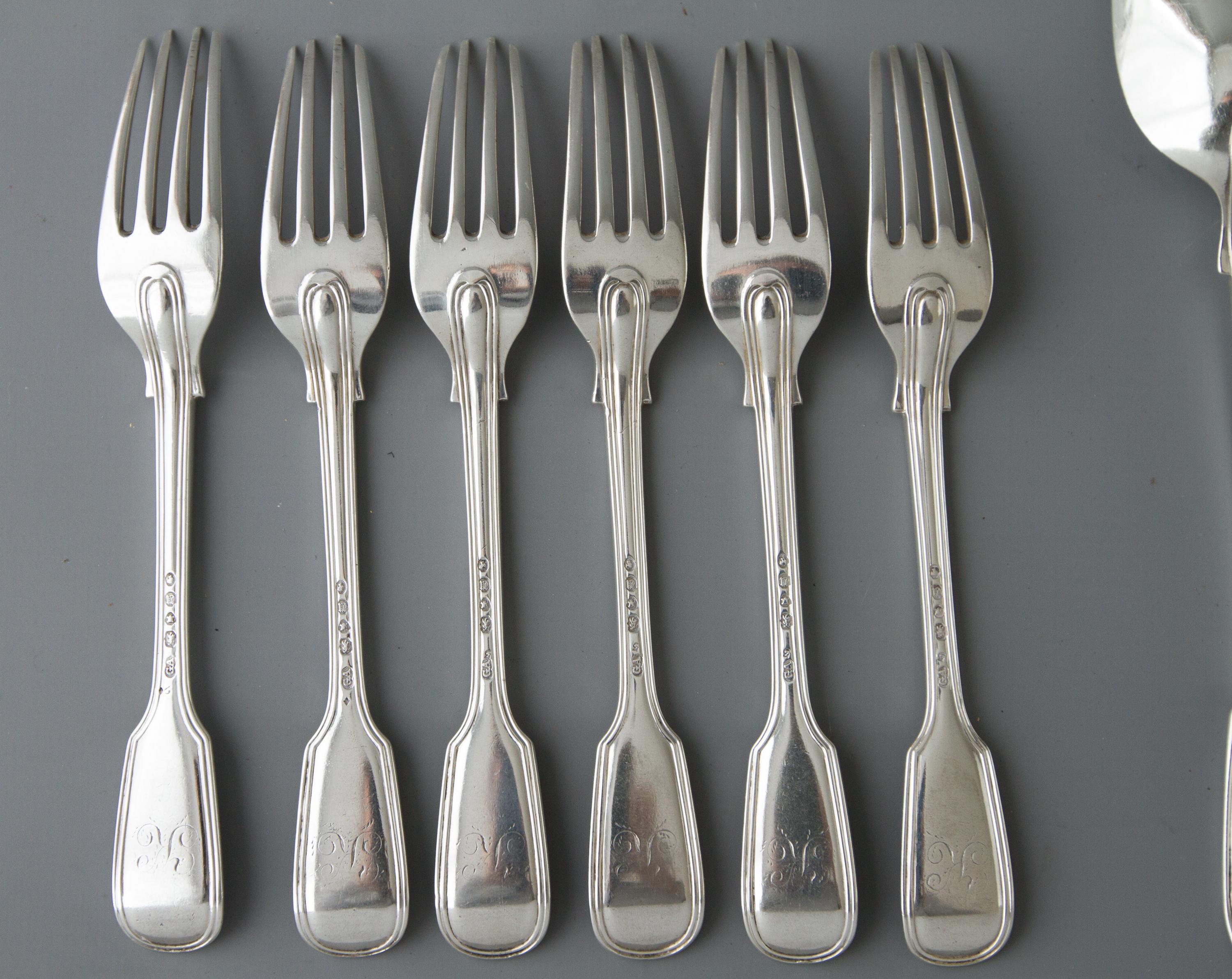 Set of Georgian/Victorian Silver Cutlery for Six For Sale 4