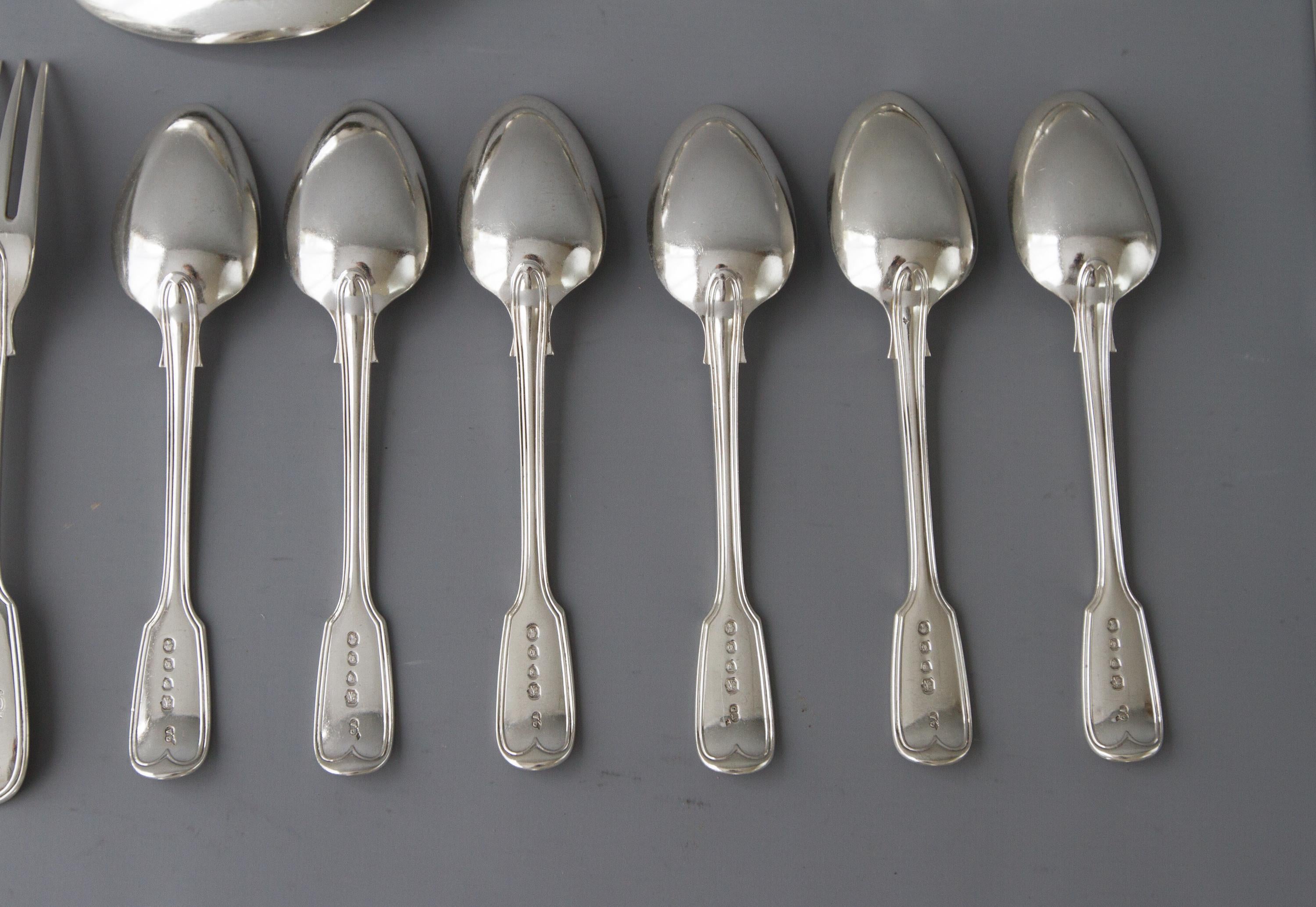 Set of Georgian/Victorian Silver Cutlery for Six For Sale 6
