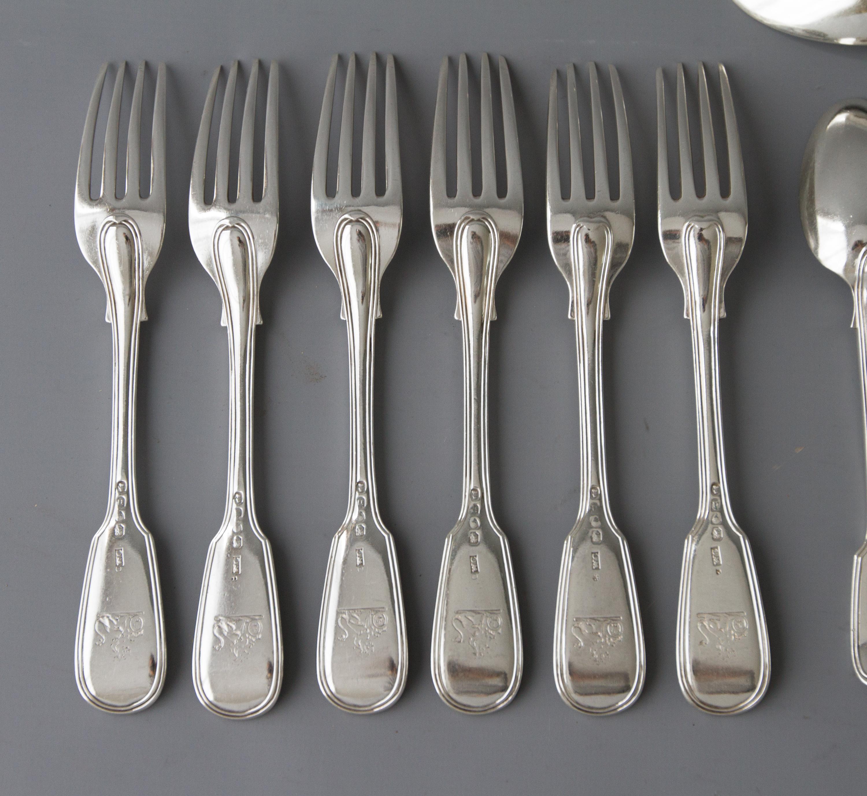 Set of Georgian/Victorian Silver Cutlery for Six For Sale 7