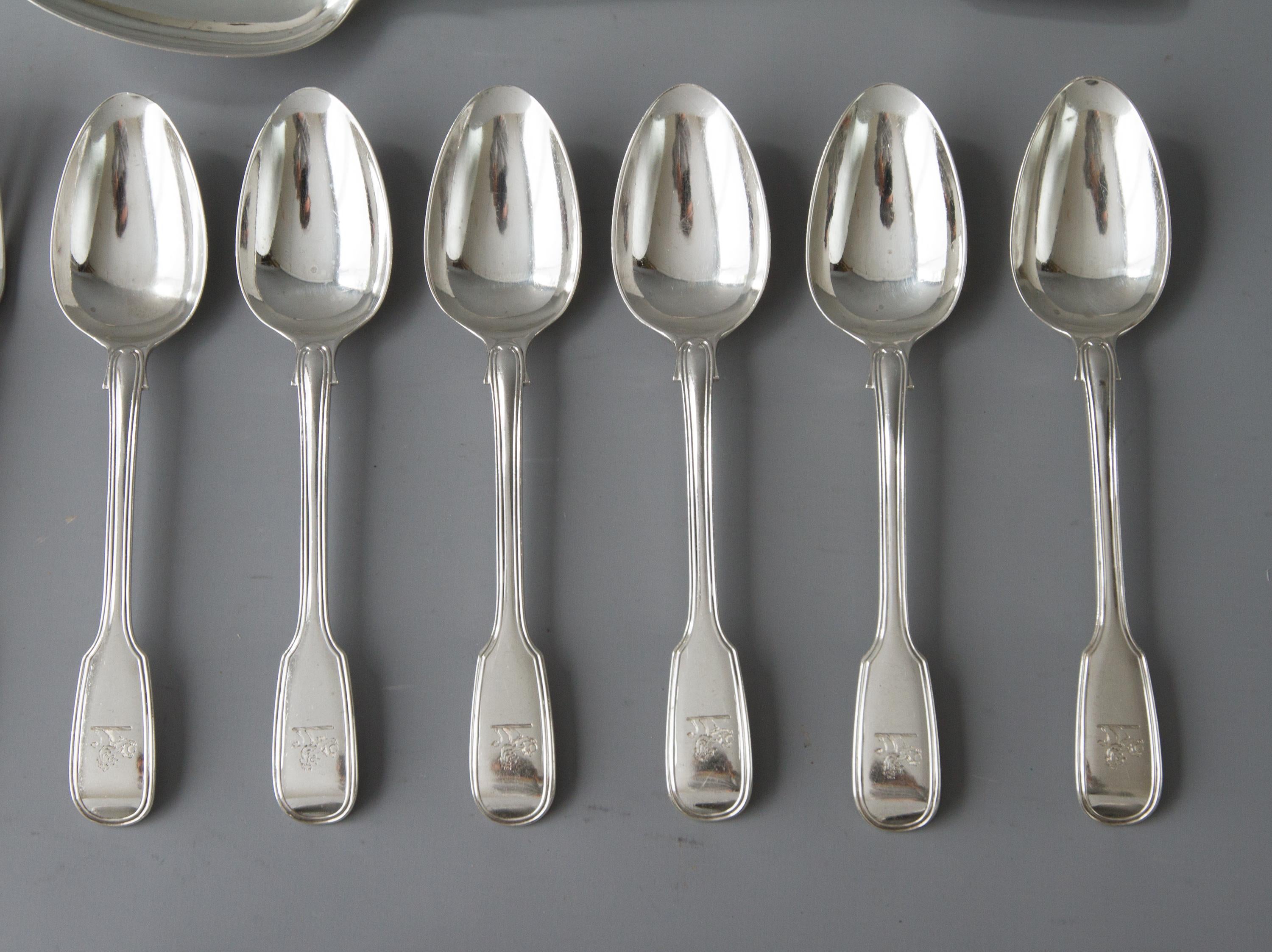 British Set of Georgian/Victorian Silver Cutlery for Six For Sale