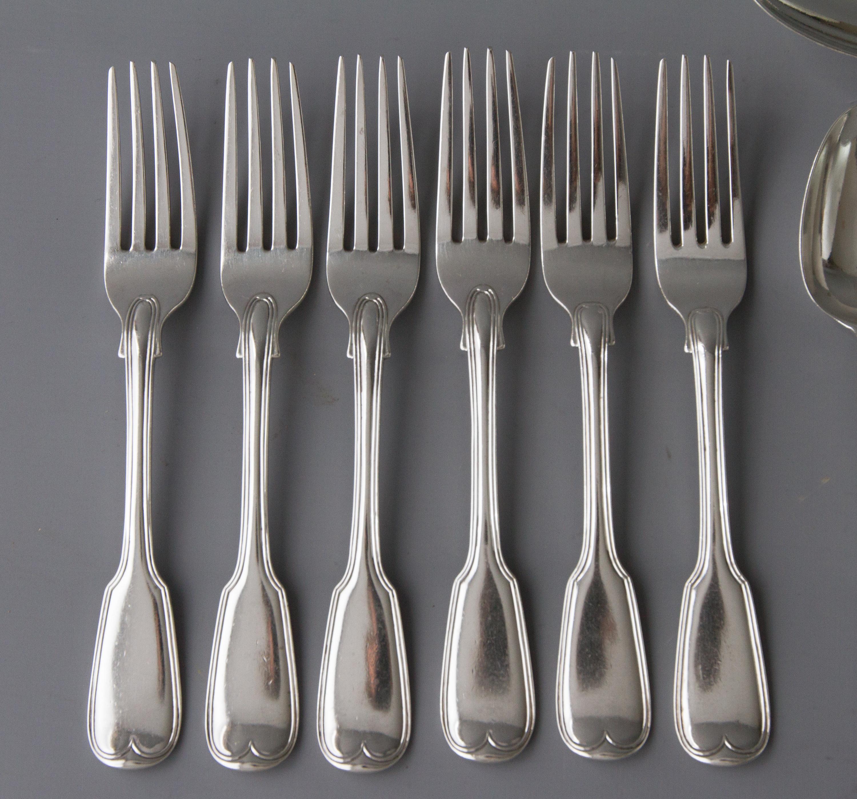 Mid-19th Century Set of Georgian/Victorian Silver Cutlery for Six For Sale