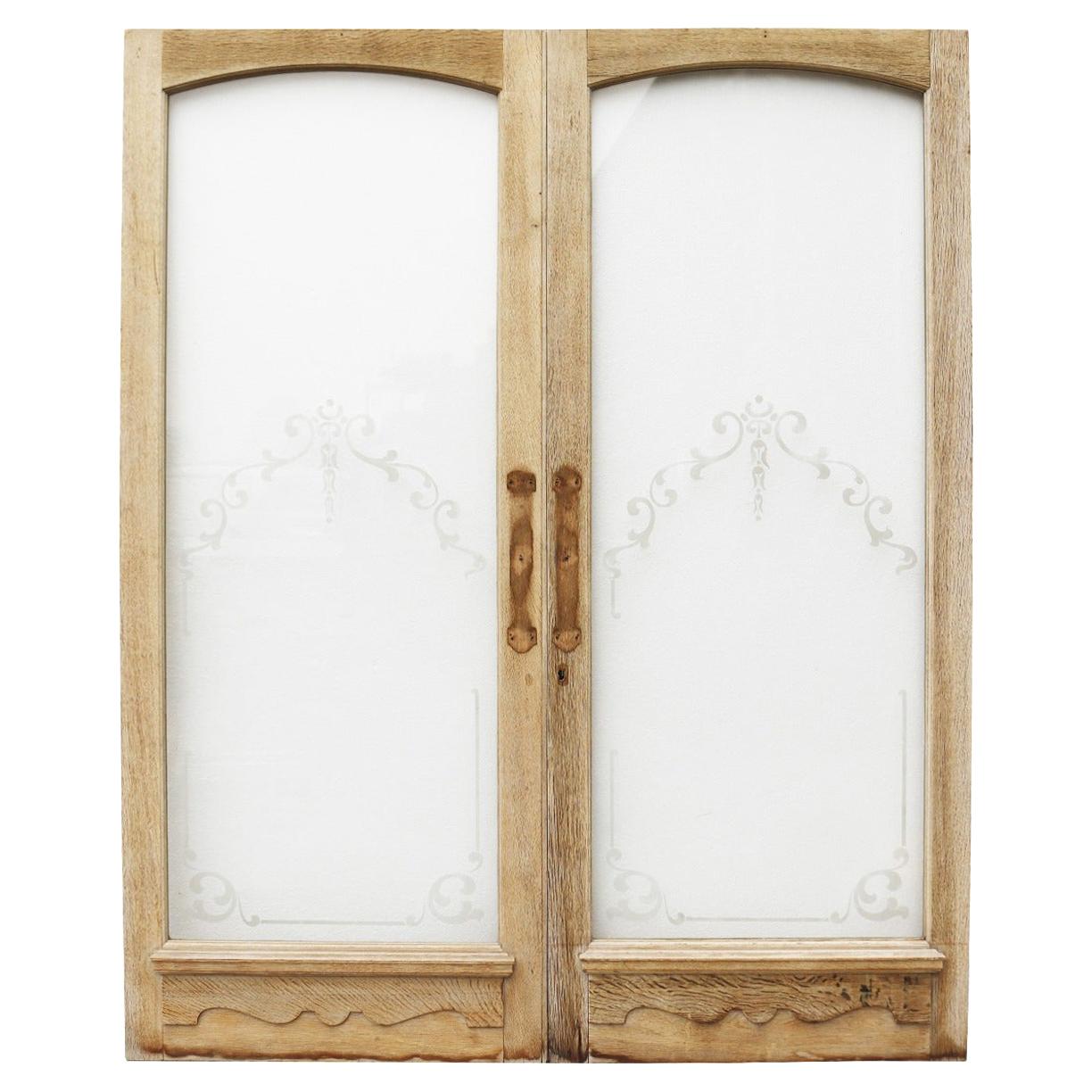 Set of Glazed Antique Oak Doors For Sale