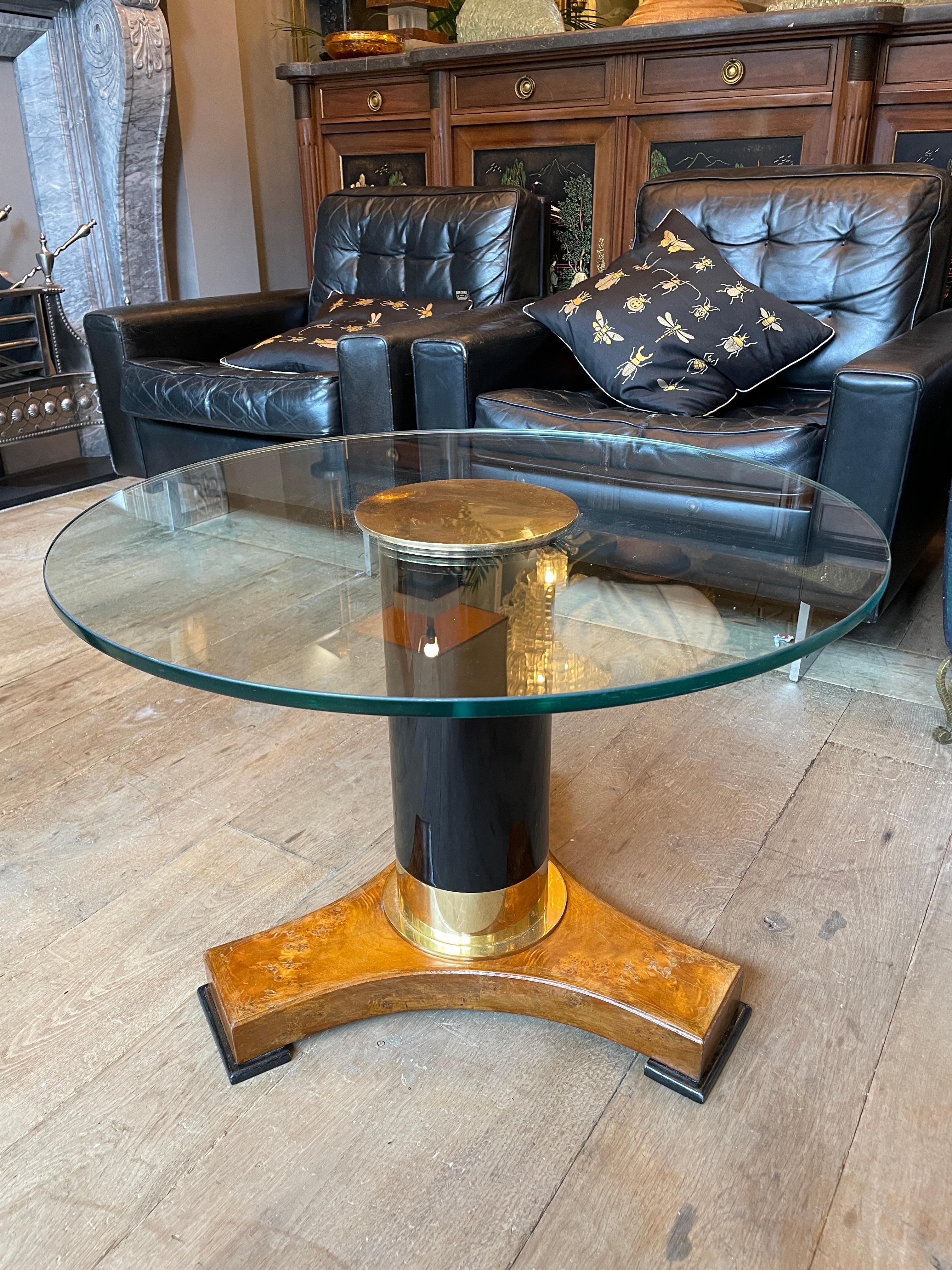 Set of Gueridon Style Ebonized and Brass Circular Tables 10