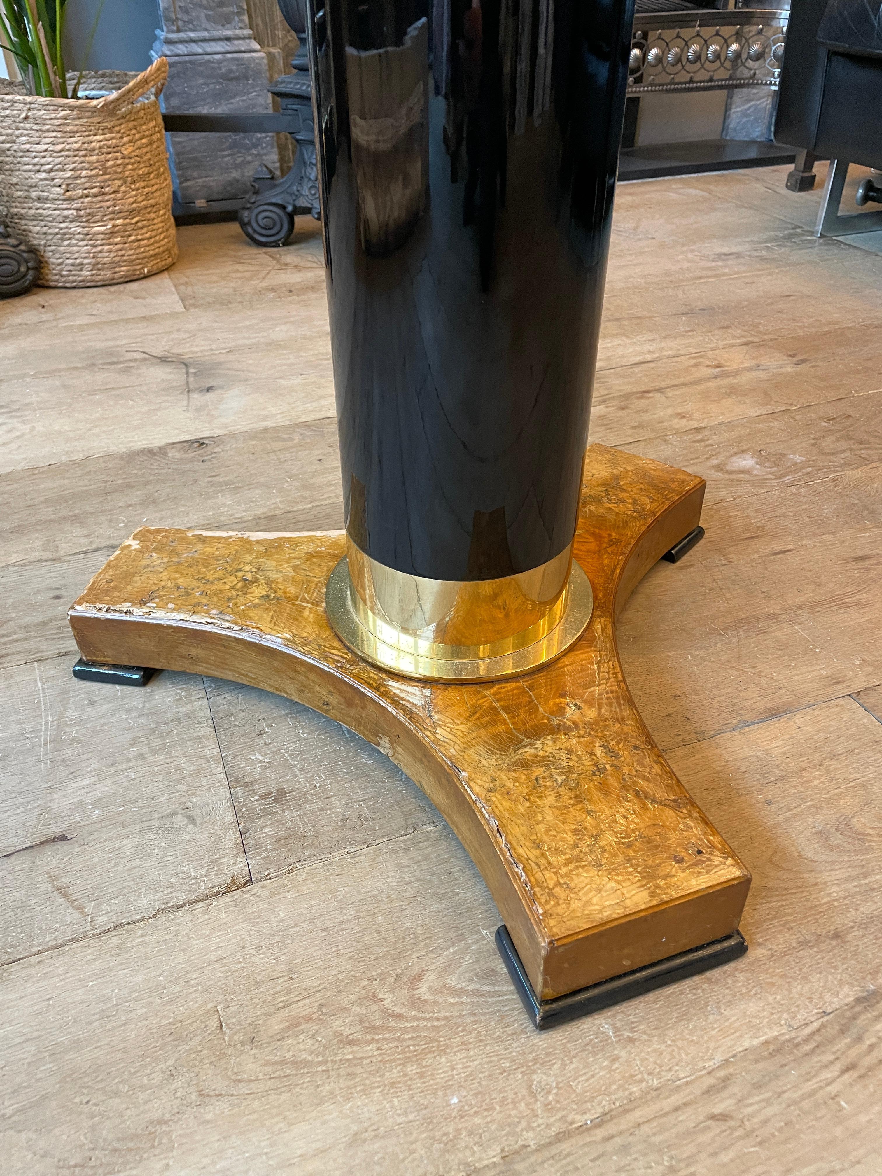 North American Set of Gueridon Style Ebonized and Brass Circular Tables