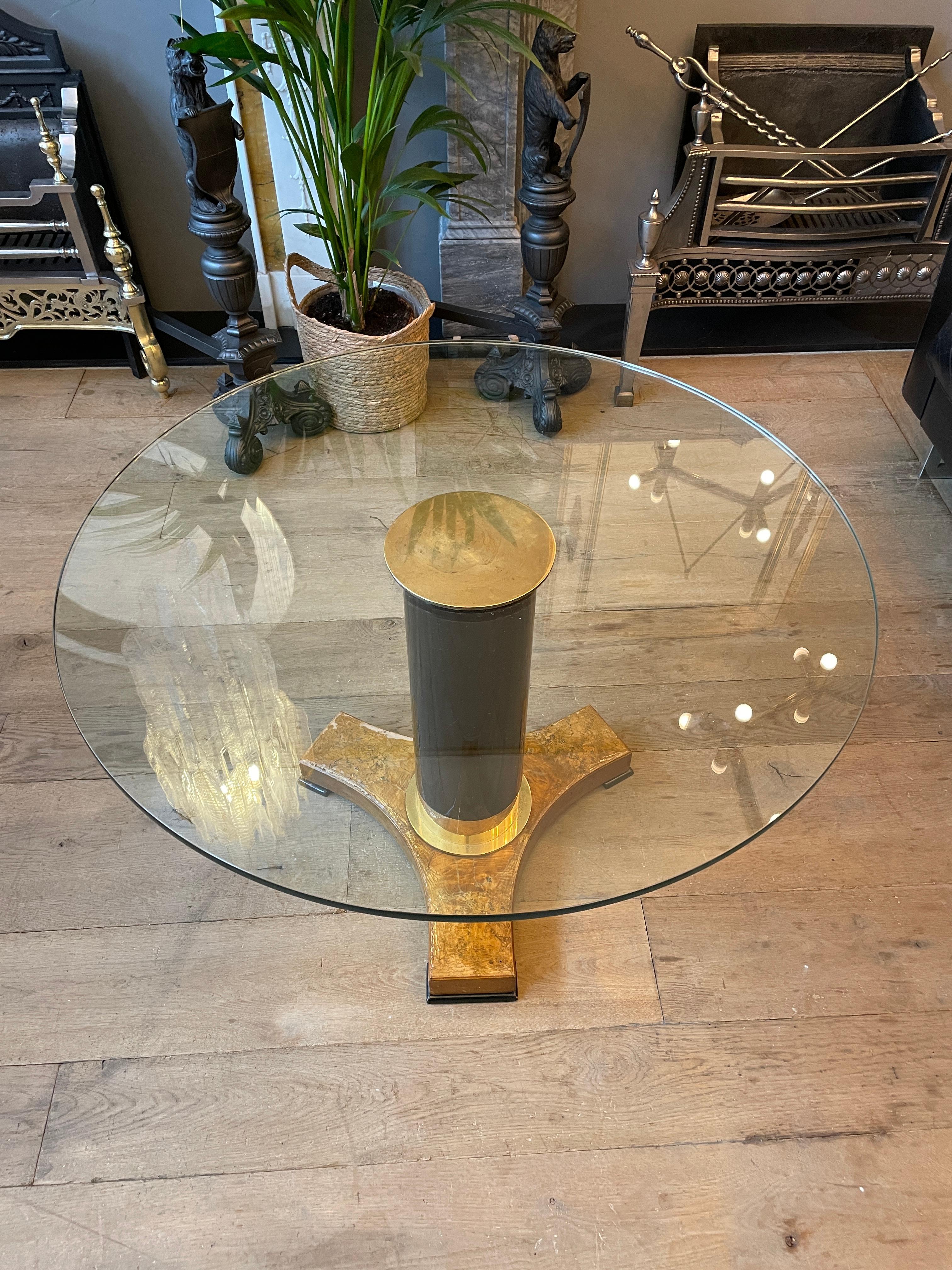 20th Century Set of Gueridon Style Ebonized and Brass Circular Tables