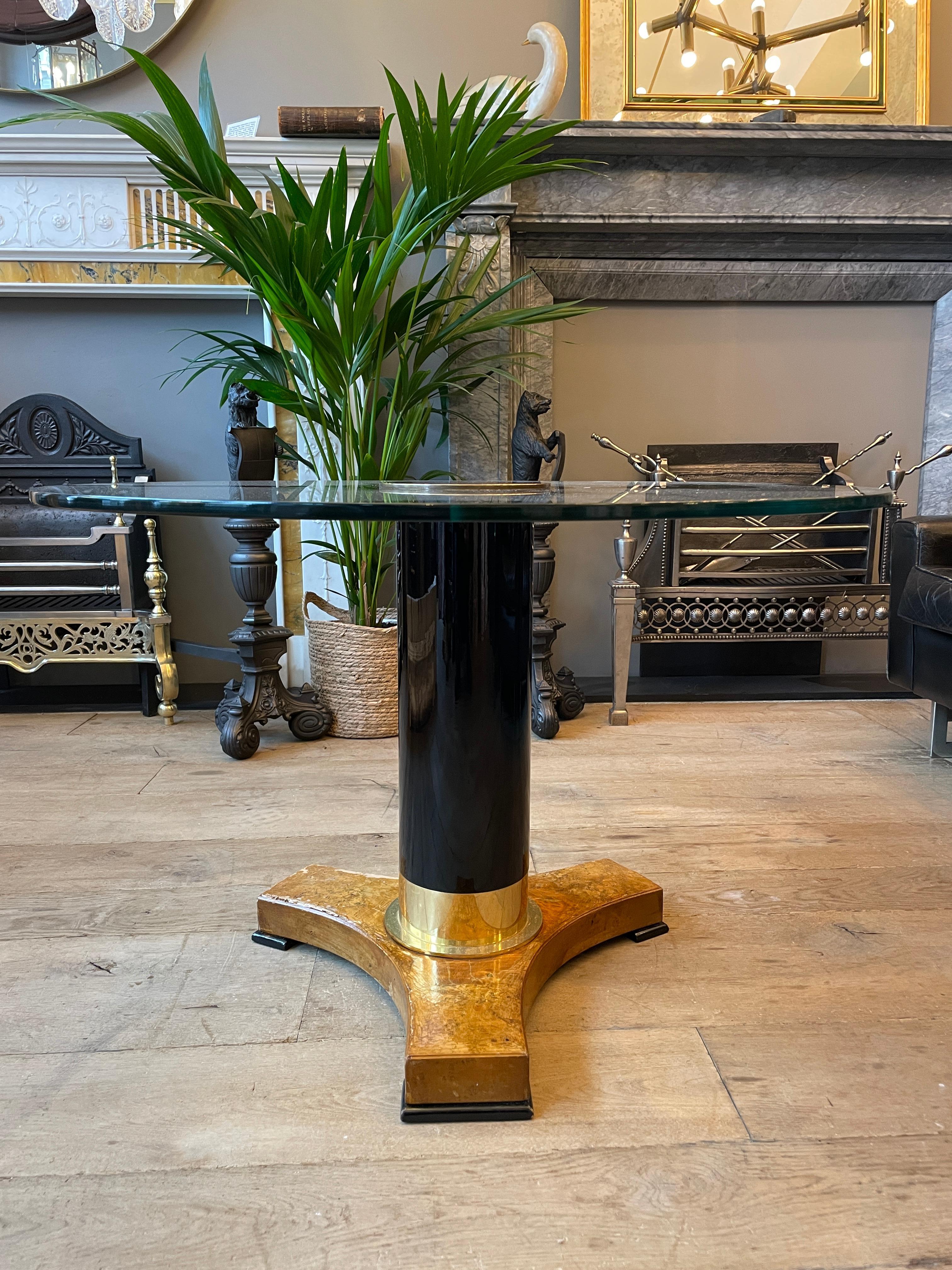 Set of Gueridon Style Ebonized and Brass Circular Tables 2