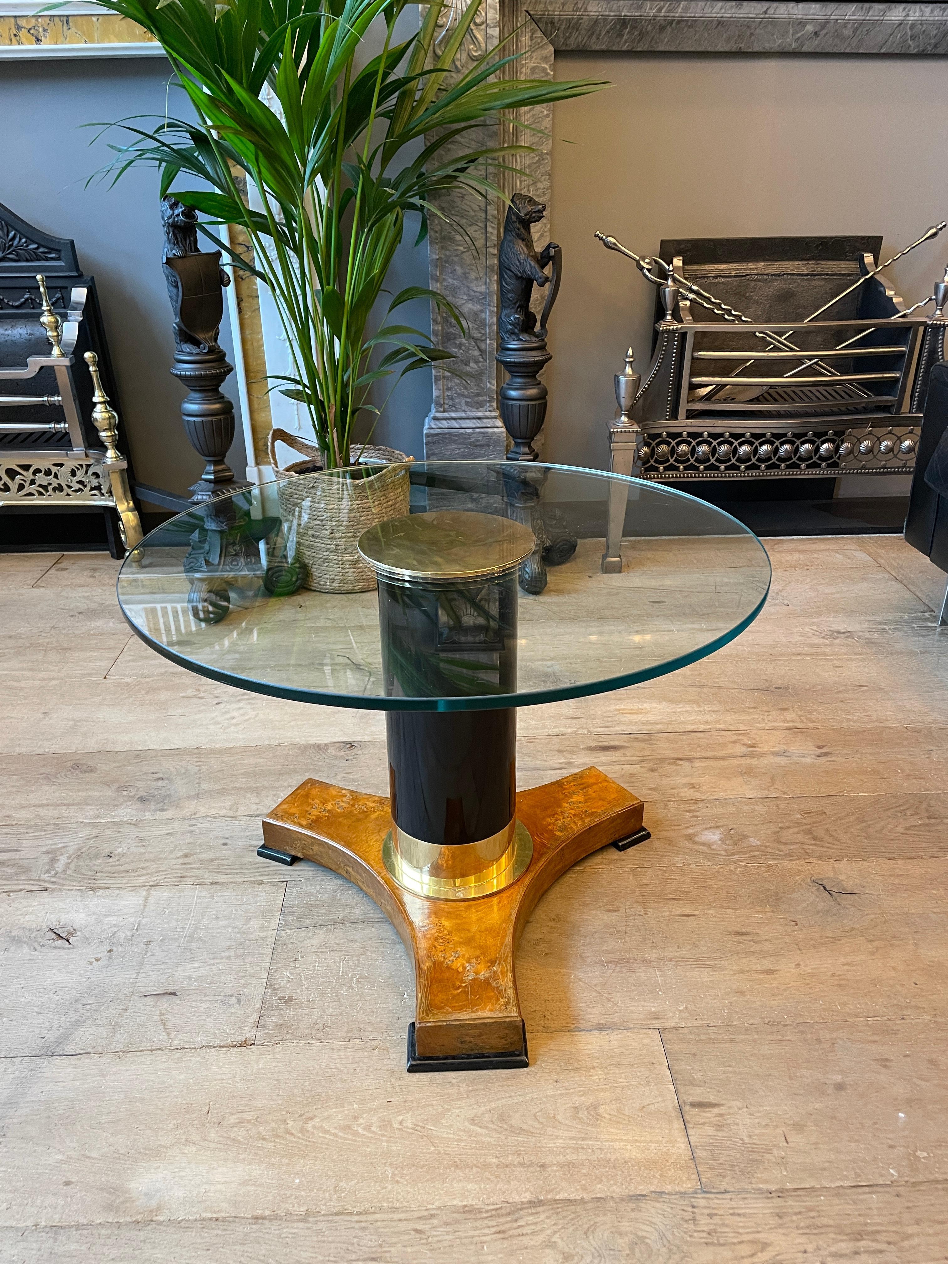 Set of Gueridon Style Ebonized and Brass Circular Tables 4