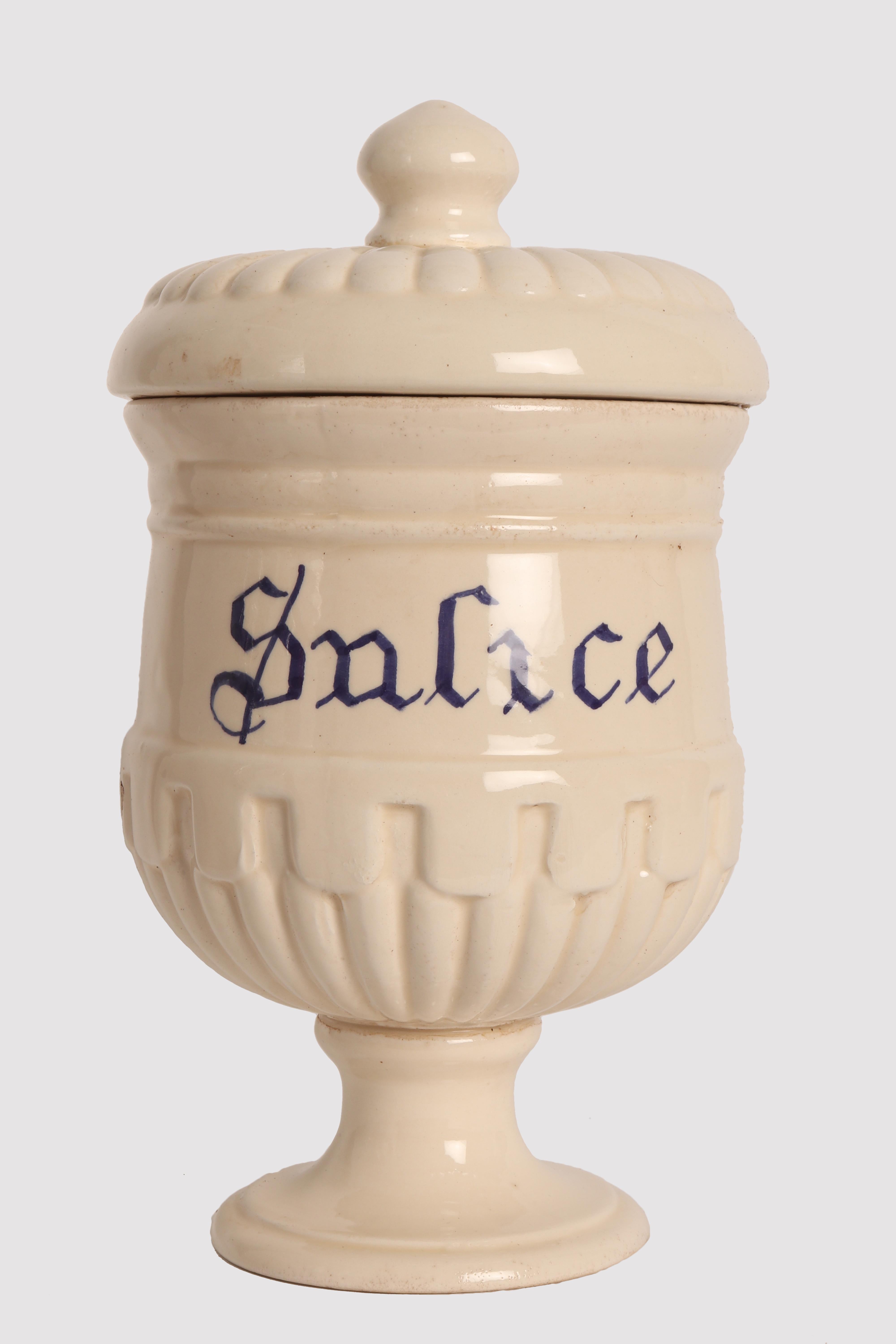 Italian Set of Herbalist Pharmacy Ceramic Jars, Italy 1890 For Sale