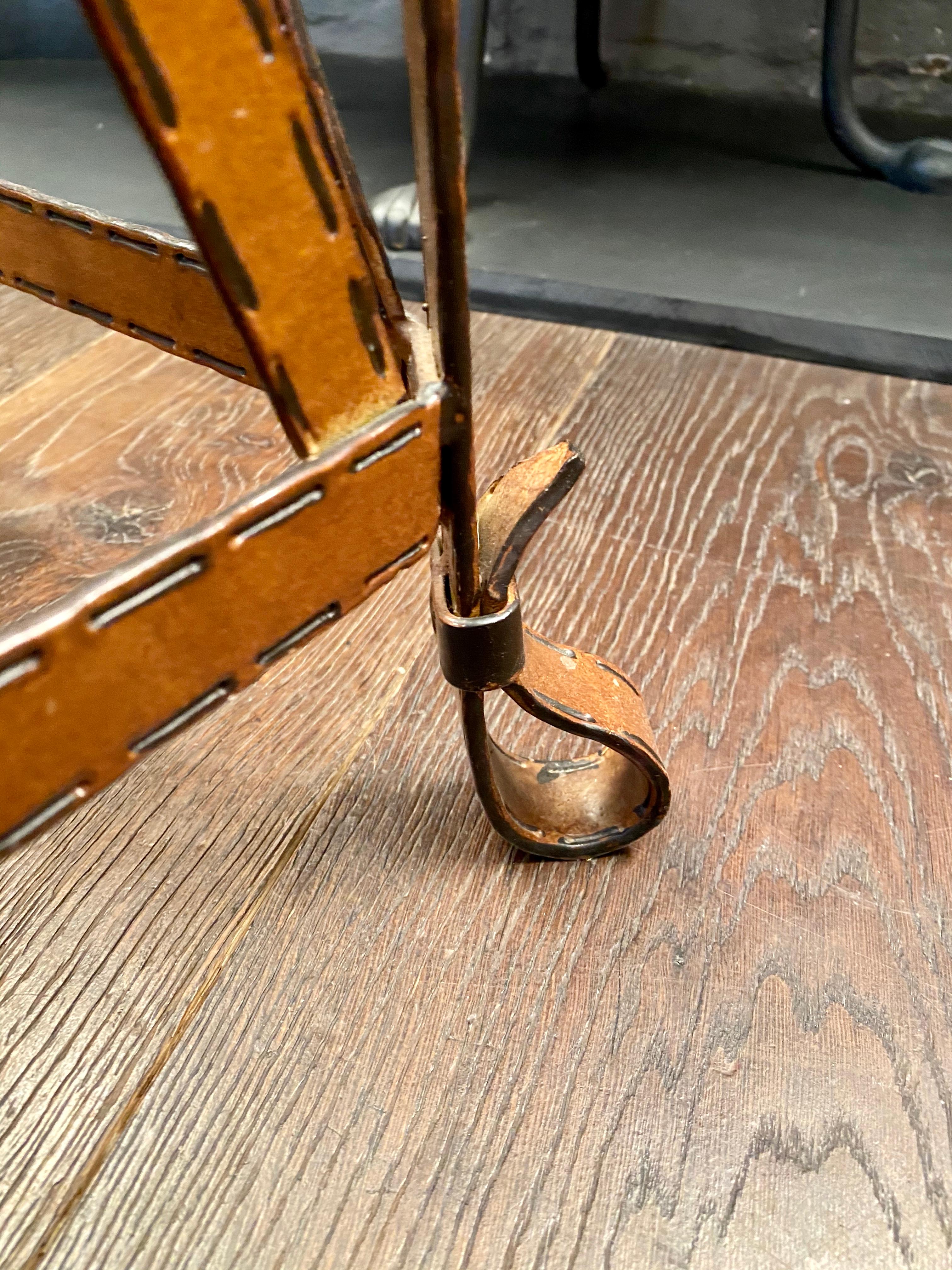 Set of Iron Leather Effect Side Tables in the Style of Hermès 1