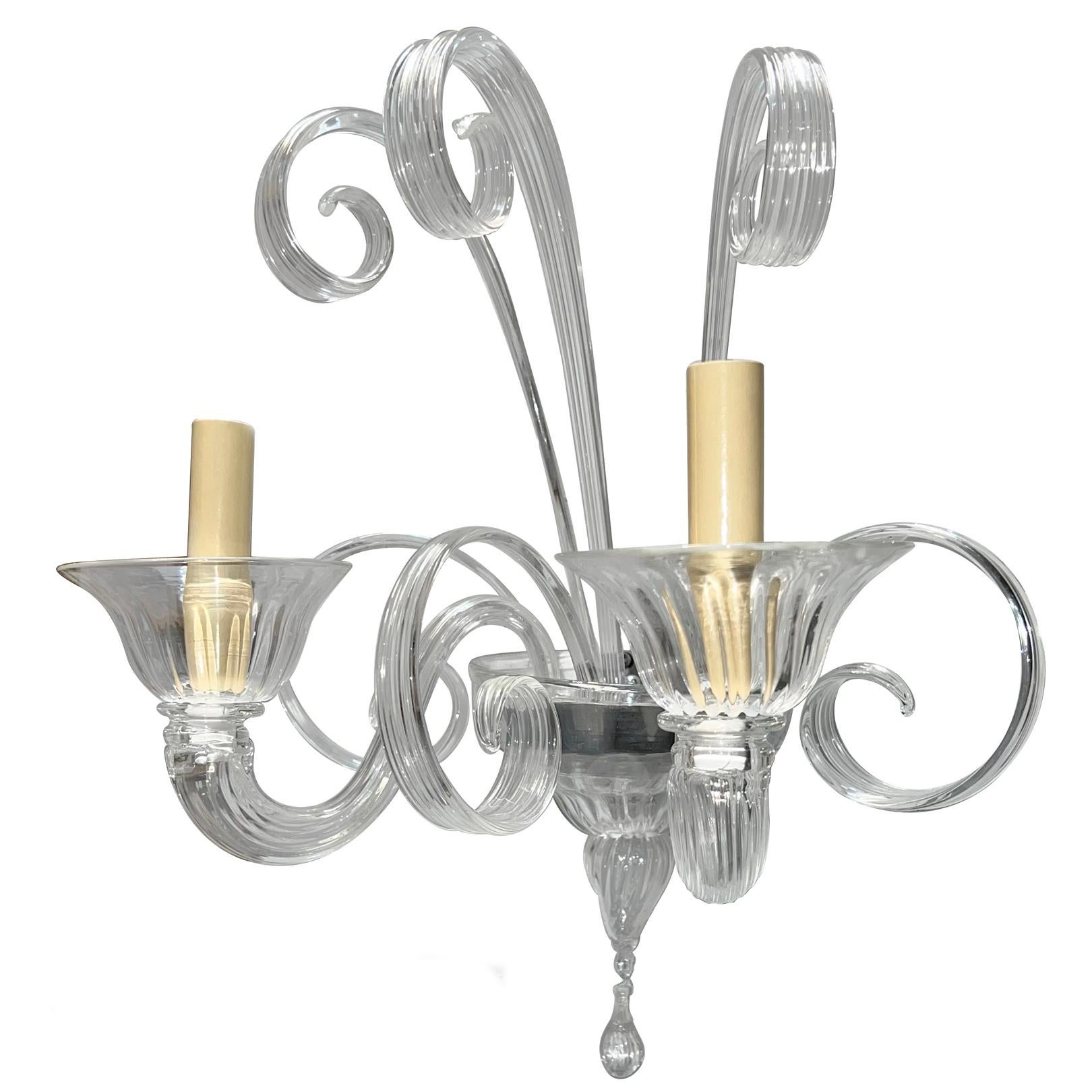 A set of Italian Blown Glass Sconces, Sold per Pair In Good Condition For Sale In New York, NY