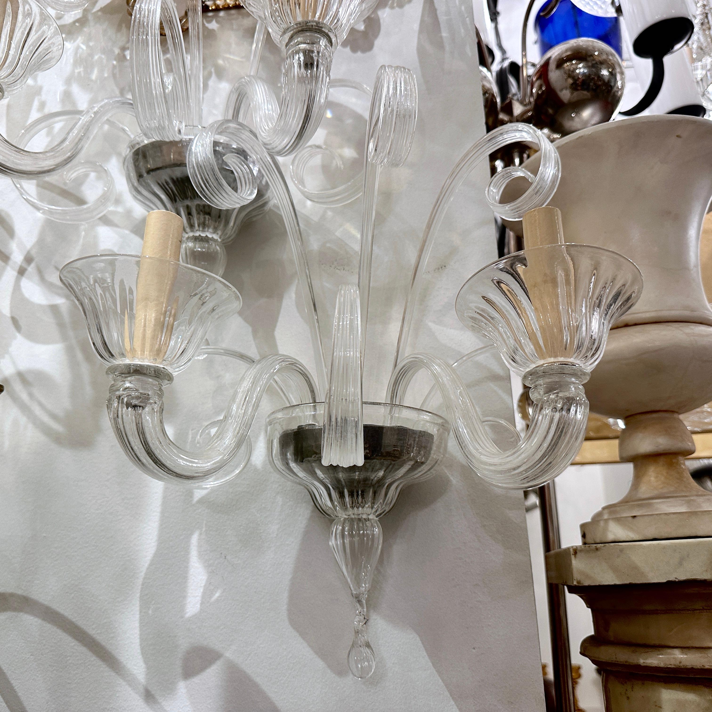 A set of Italian Blown Glass Sconces, Sold per Pair For Sale 1