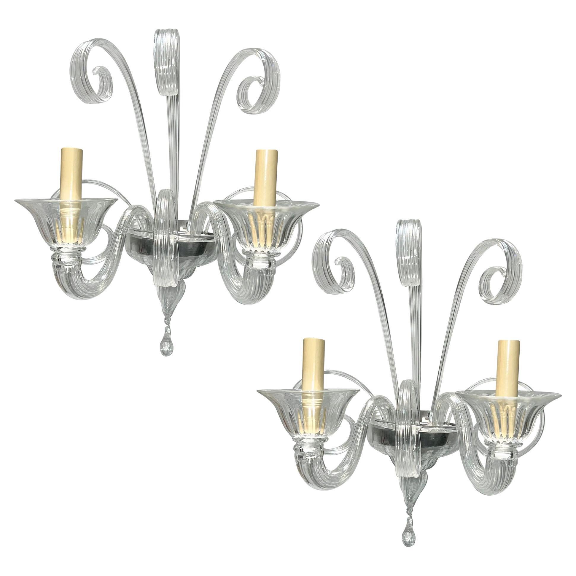 A set of Italian Blown Glass Sconces, Sold per Pair For Sale