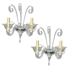 A set of Italian Blown Glass Sconces, Sold per Pair