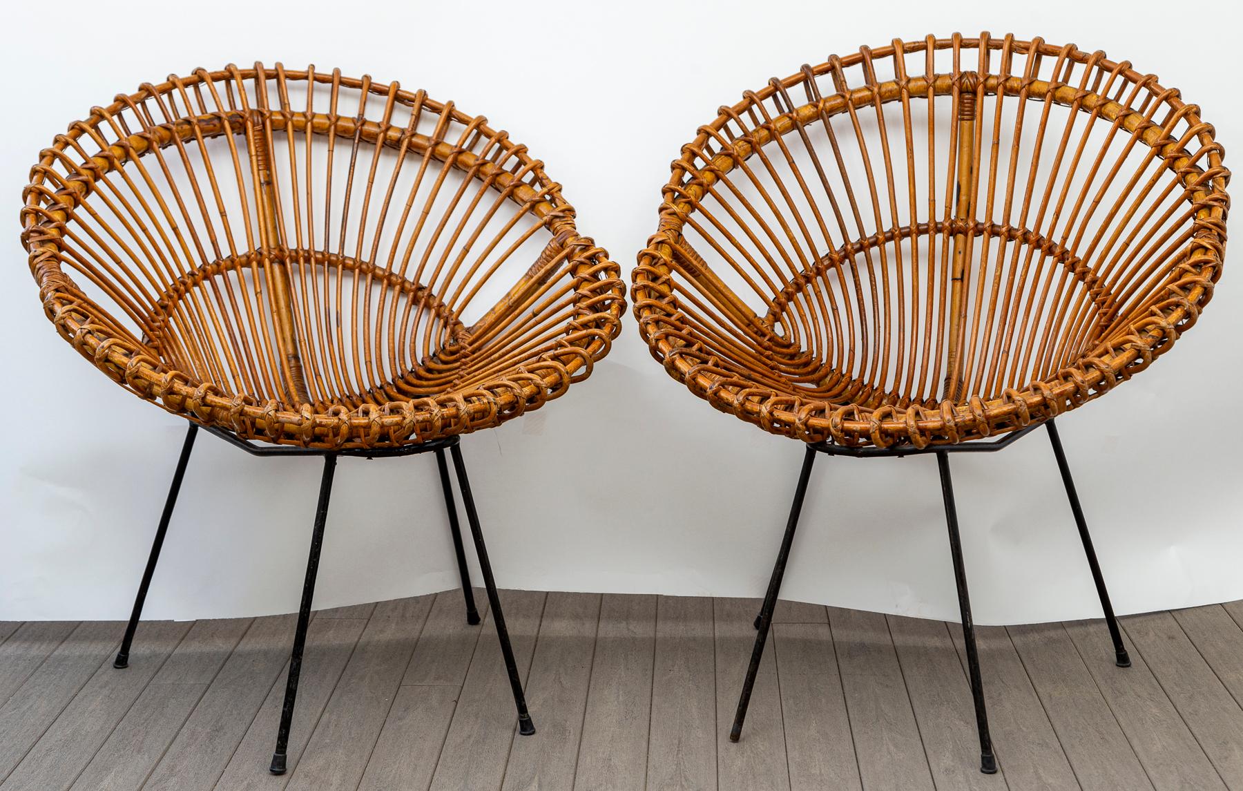Ensemble de chaises et tables italiennes en bambou du milieu du siècle dernier en vente 6