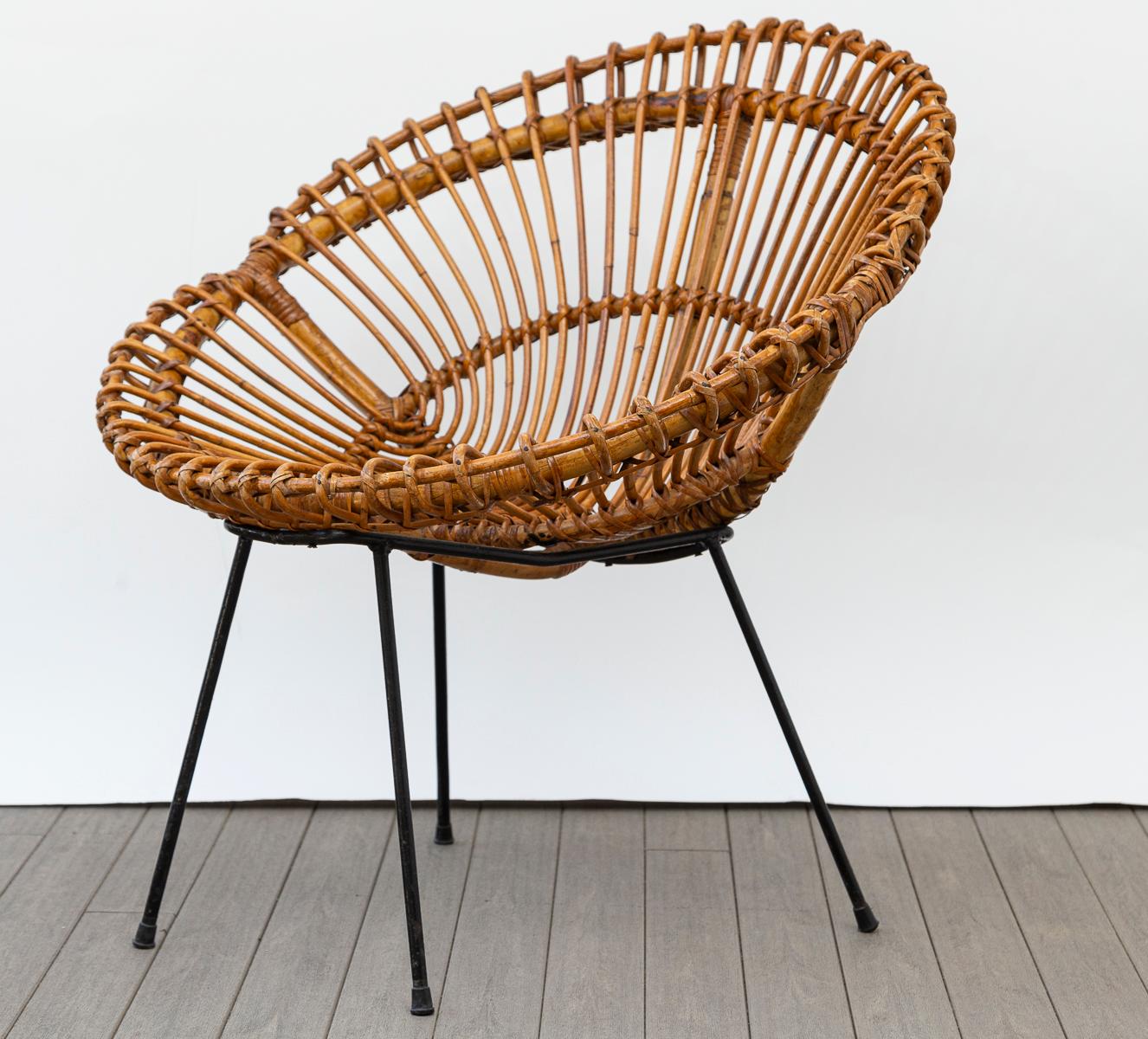 Milieu du XXe siècle Ensemble de chaises et tables italiennes en bambou du milieu du siècle dernier en vente