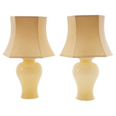 Set of Italian Table Lamps in Swirled Glass / Probably Murano