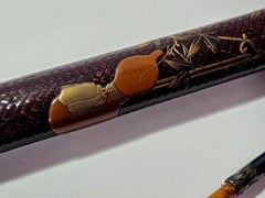 A Set of Lacquer Kiseruzutsu, Tabako-ire, and Kiseru, Signed Sesshin, Meiji Era