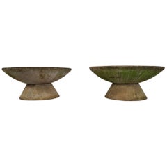 Set of Large Midcentury Willy Guhl Garden Stone Planters on Stands