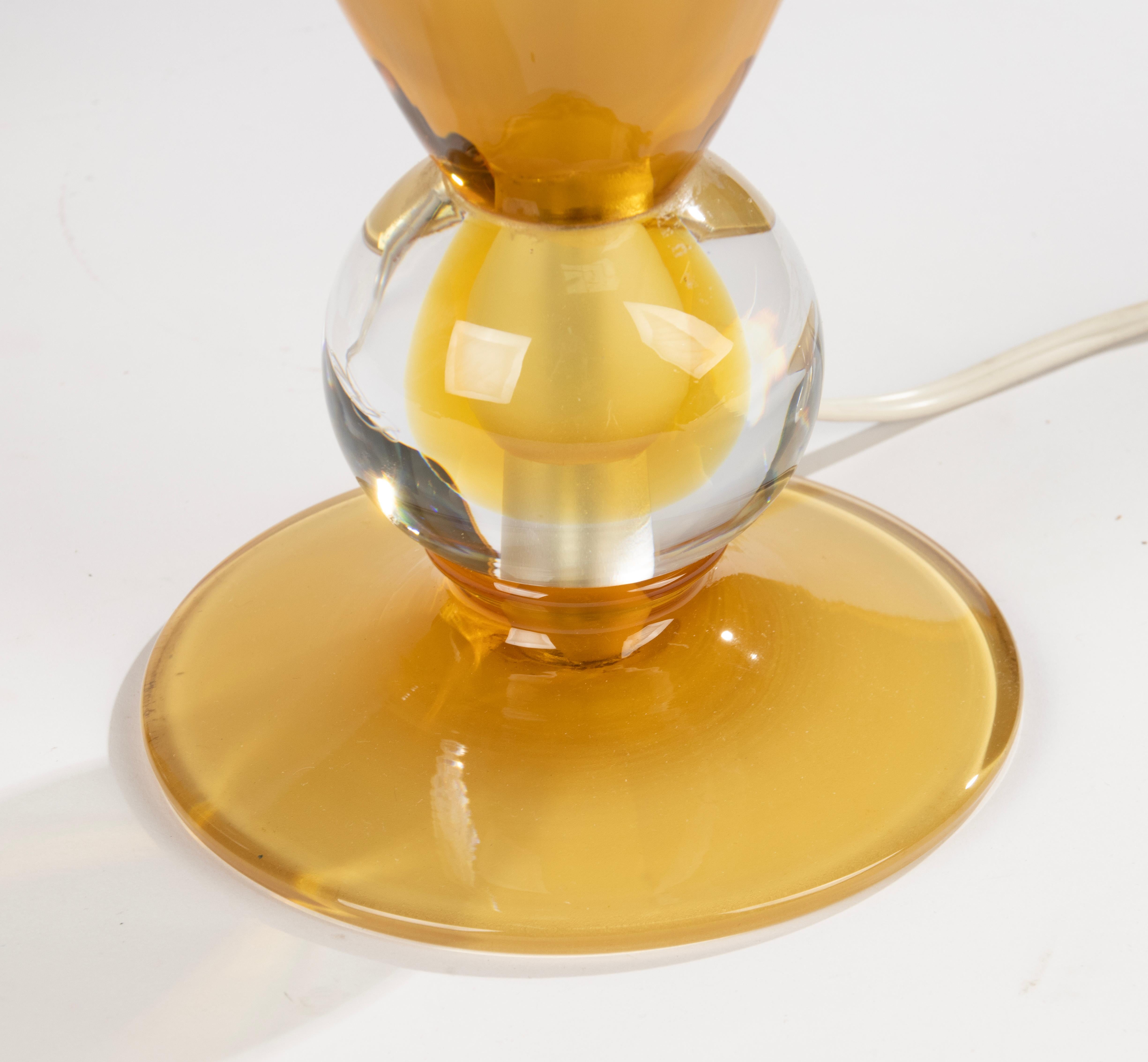 Conjunto de grandes lámparas de sobremesa vintage de Murano - Cristal ámbar en venta 4