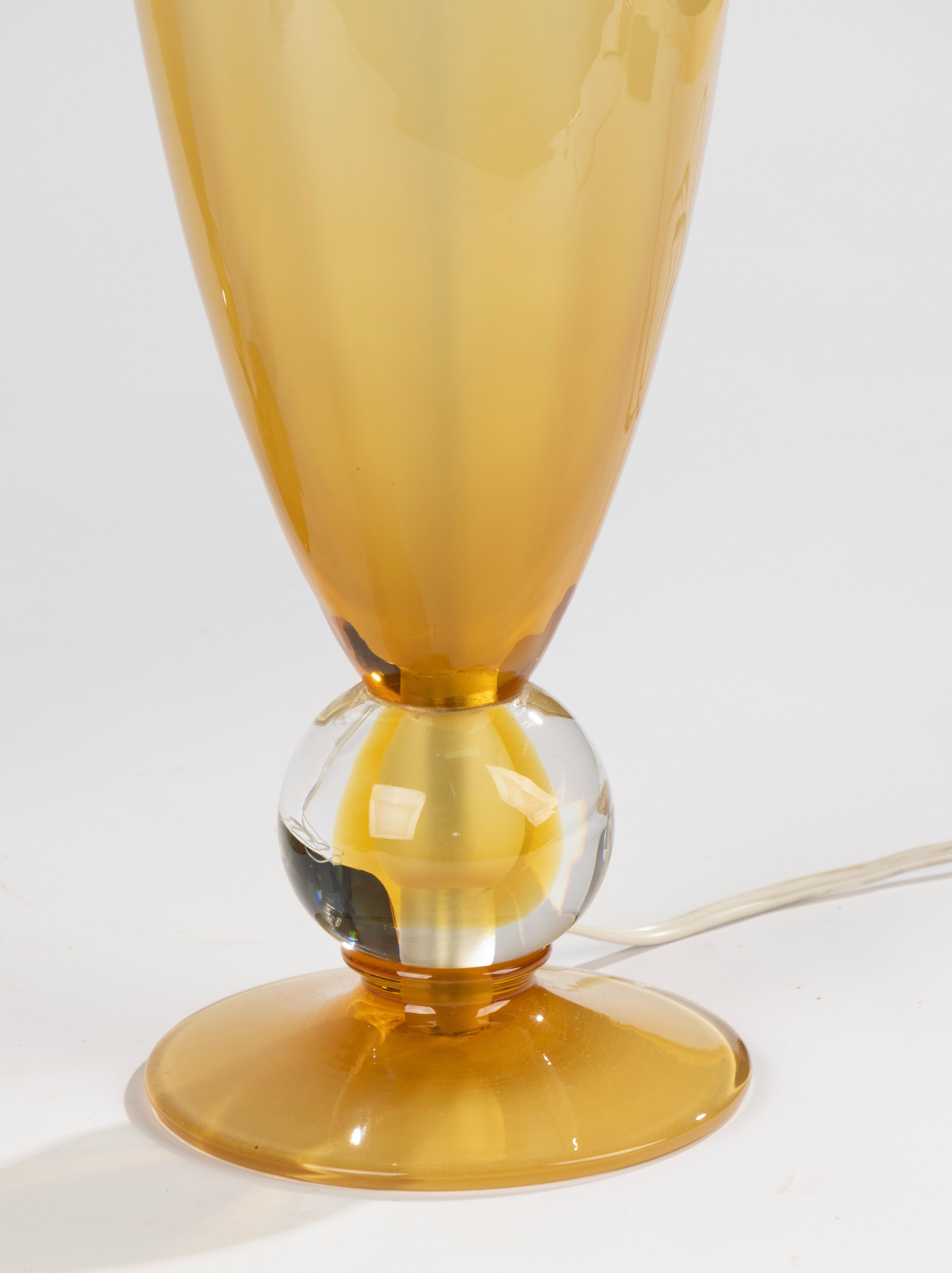 Conjunto de grandes lámparas de sobremesa vintage de Murano - Cristal ámbar en venta 7