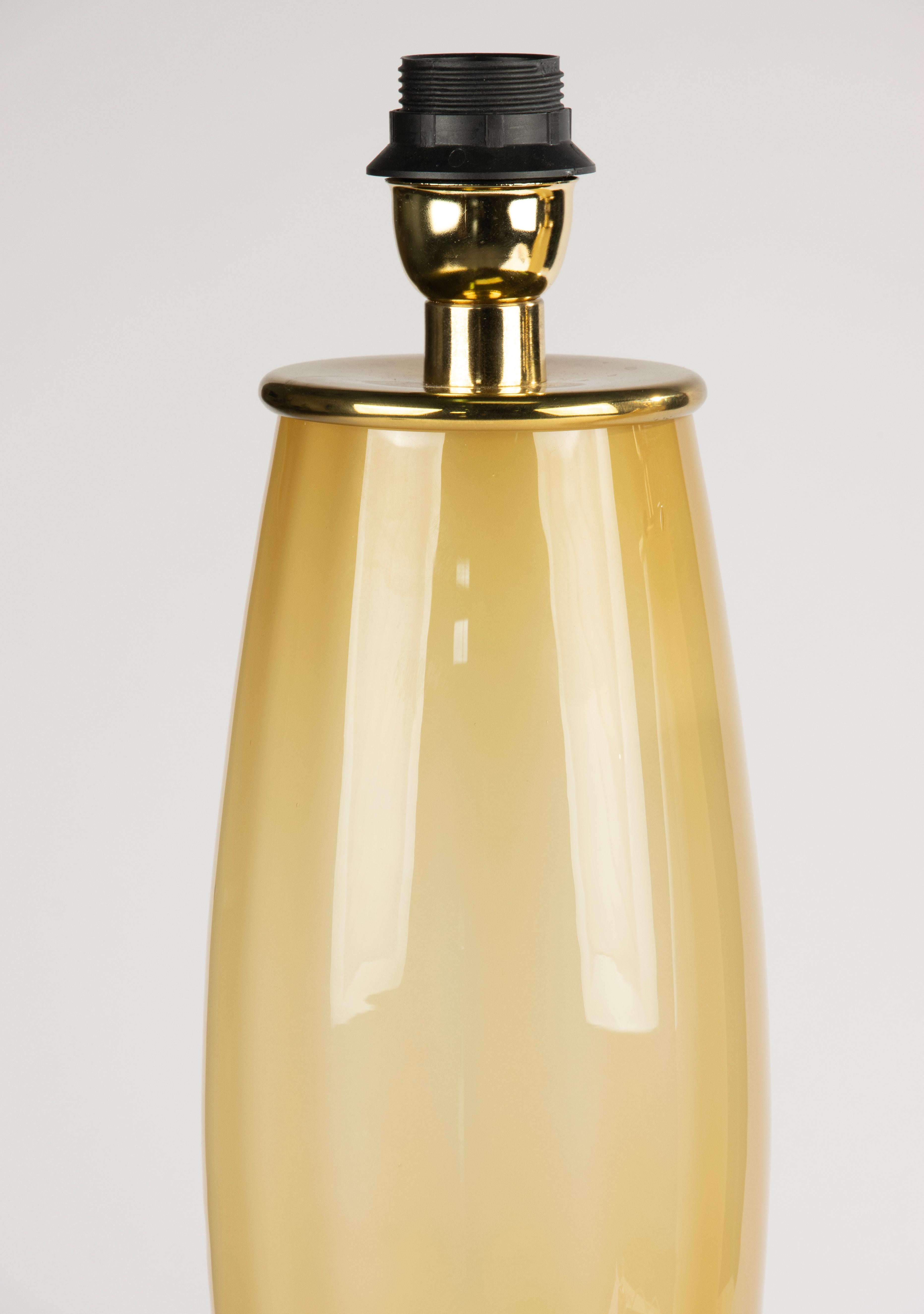 Conjunto de grandes lámparas de sobremesa vintage de Murano - Cristal ámbar Italiano en venta