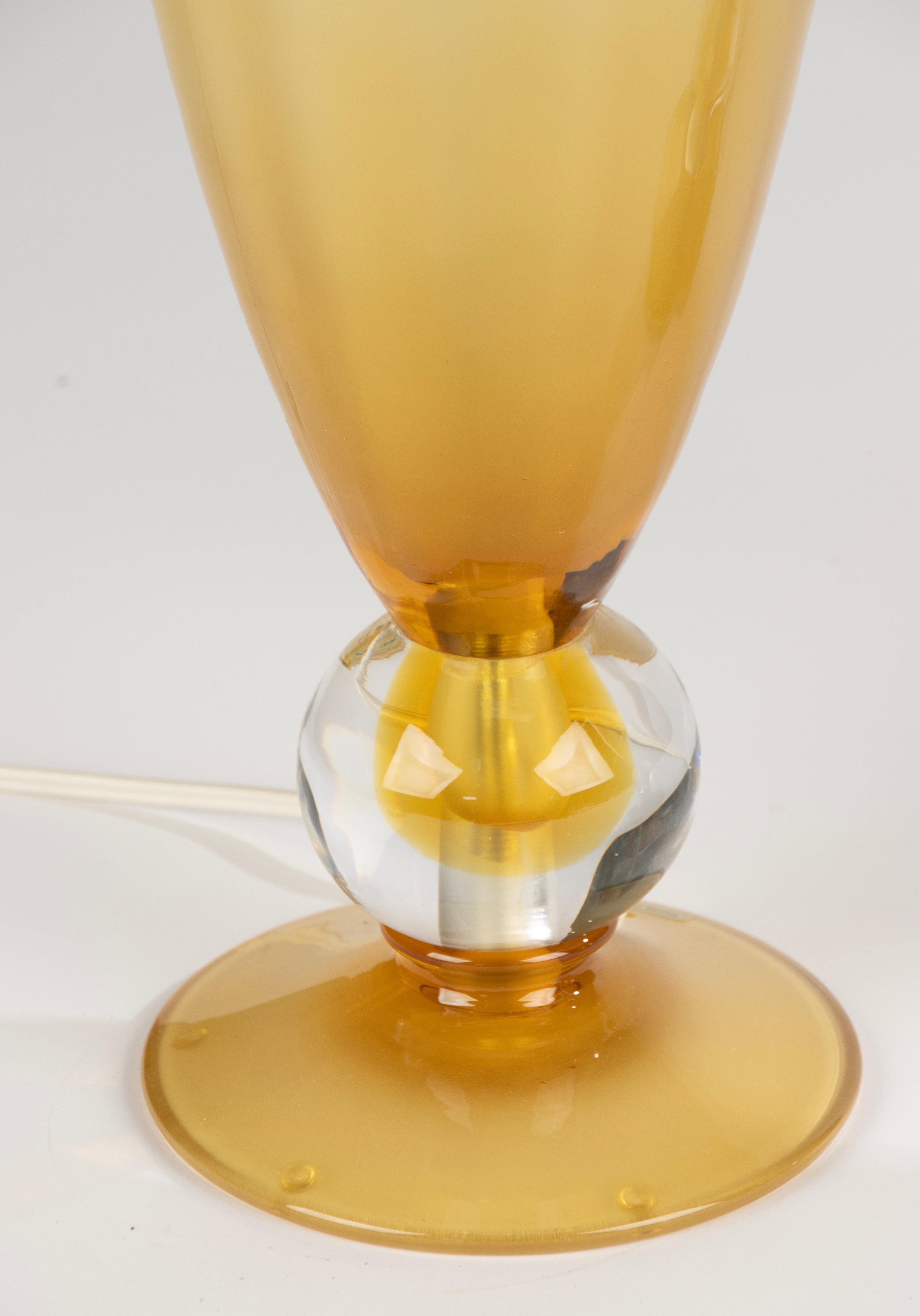 Conjunto de grandes lámparas de sobremesa vintage de Murano - Cristal ámbar en Bueno estado para la venta en Casteren, Noord-Brabant