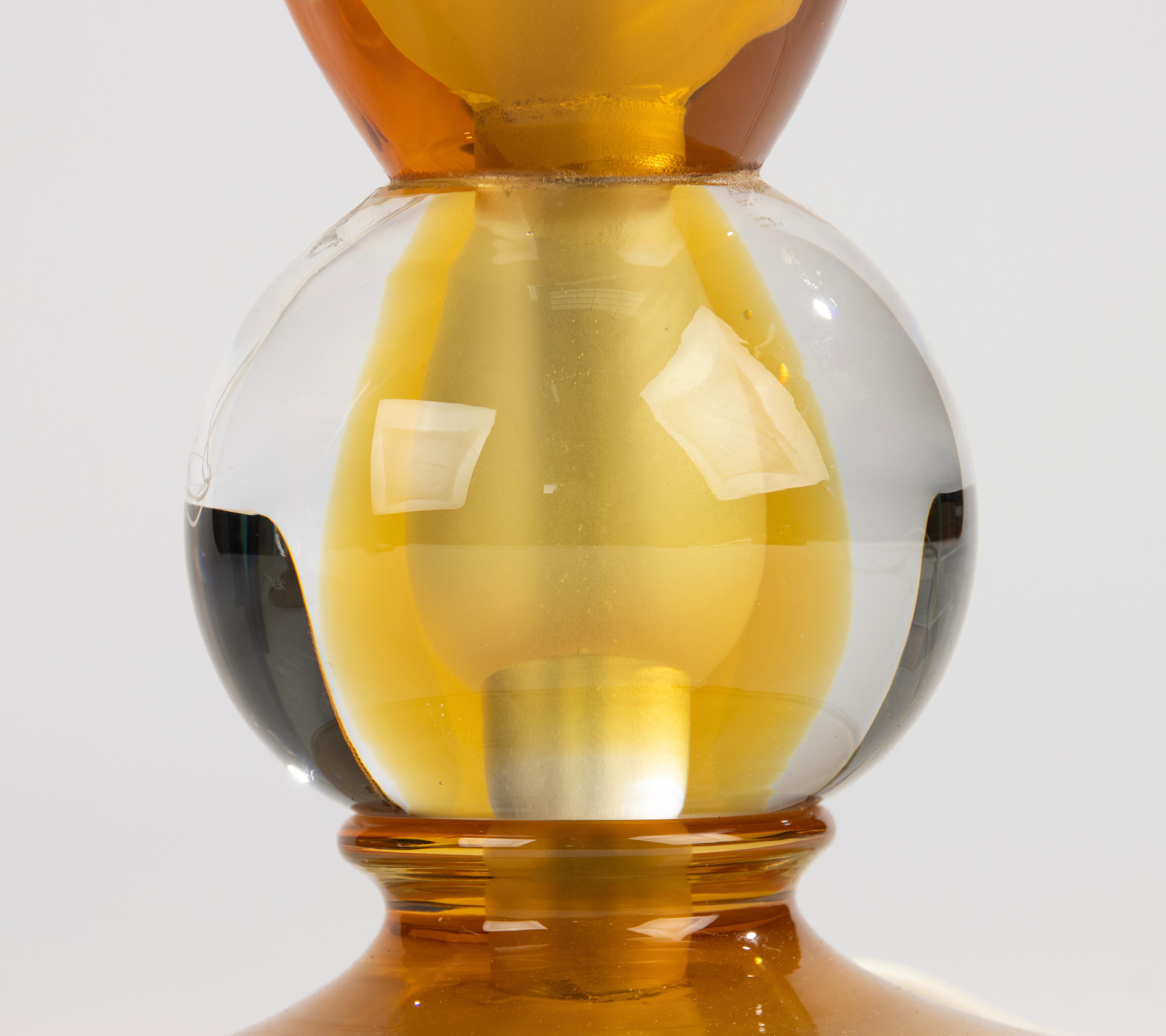 Conjunto de grandes lámparas de sobremesa vintage de Murano - Cristal ámbar Metal en venta