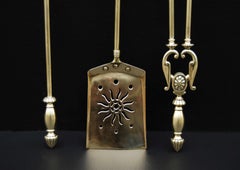 Set of Late 19th Century 'circa 1880' Brass English Firetools