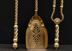 Set of Late Victorian Brass Firetools