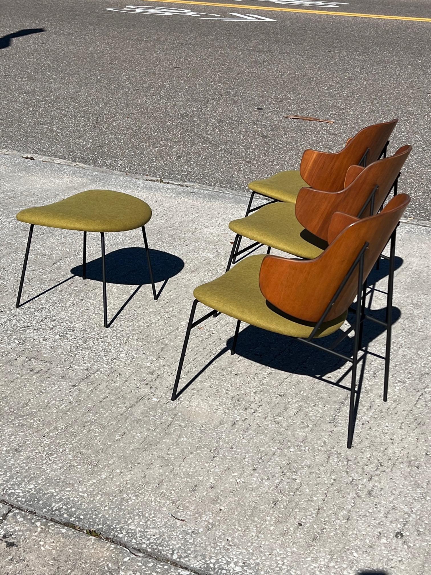 Mid-20th Century A Set of Low Kofod Larsen Penguin Chairs With An Ottoman For Sale