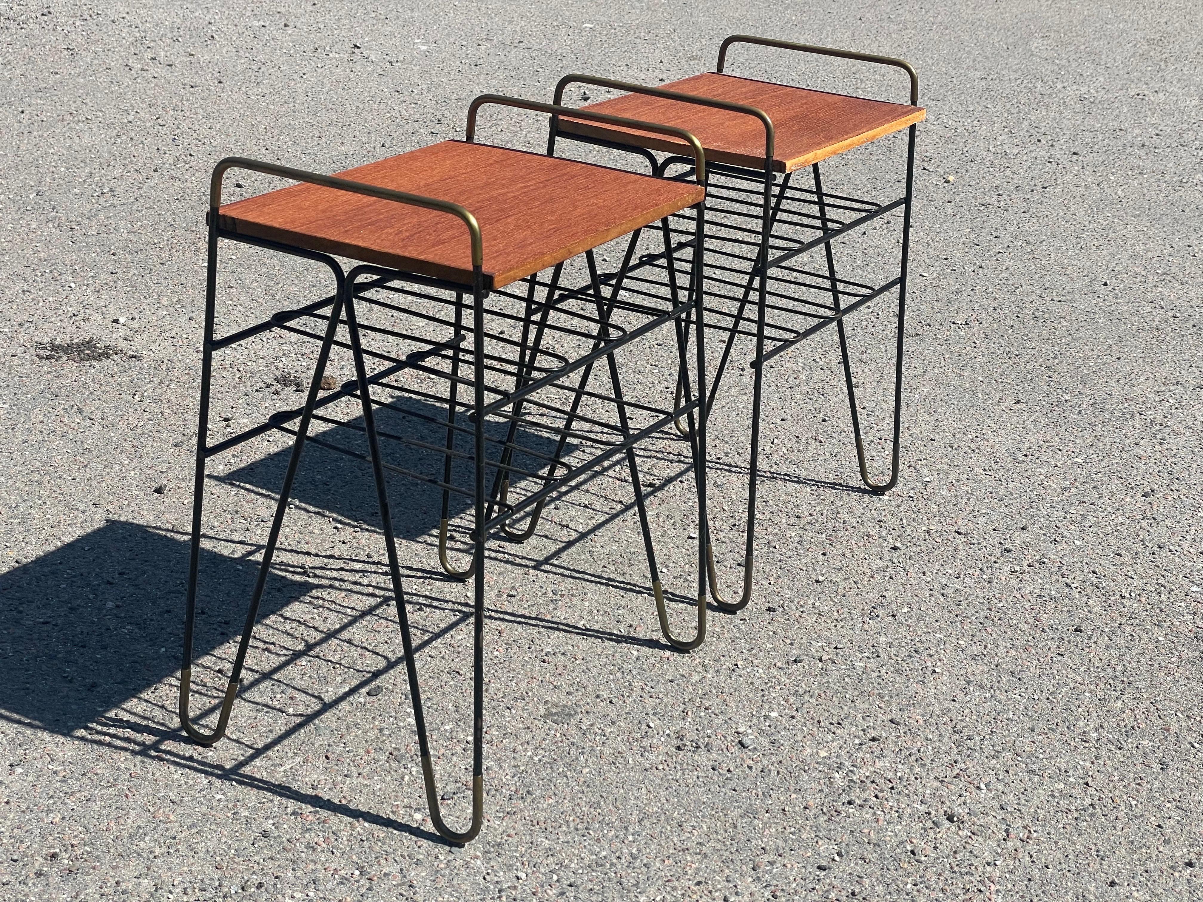 Danish A set of minimalistic Mid Century modern string nightstands from the 1960s For Sale