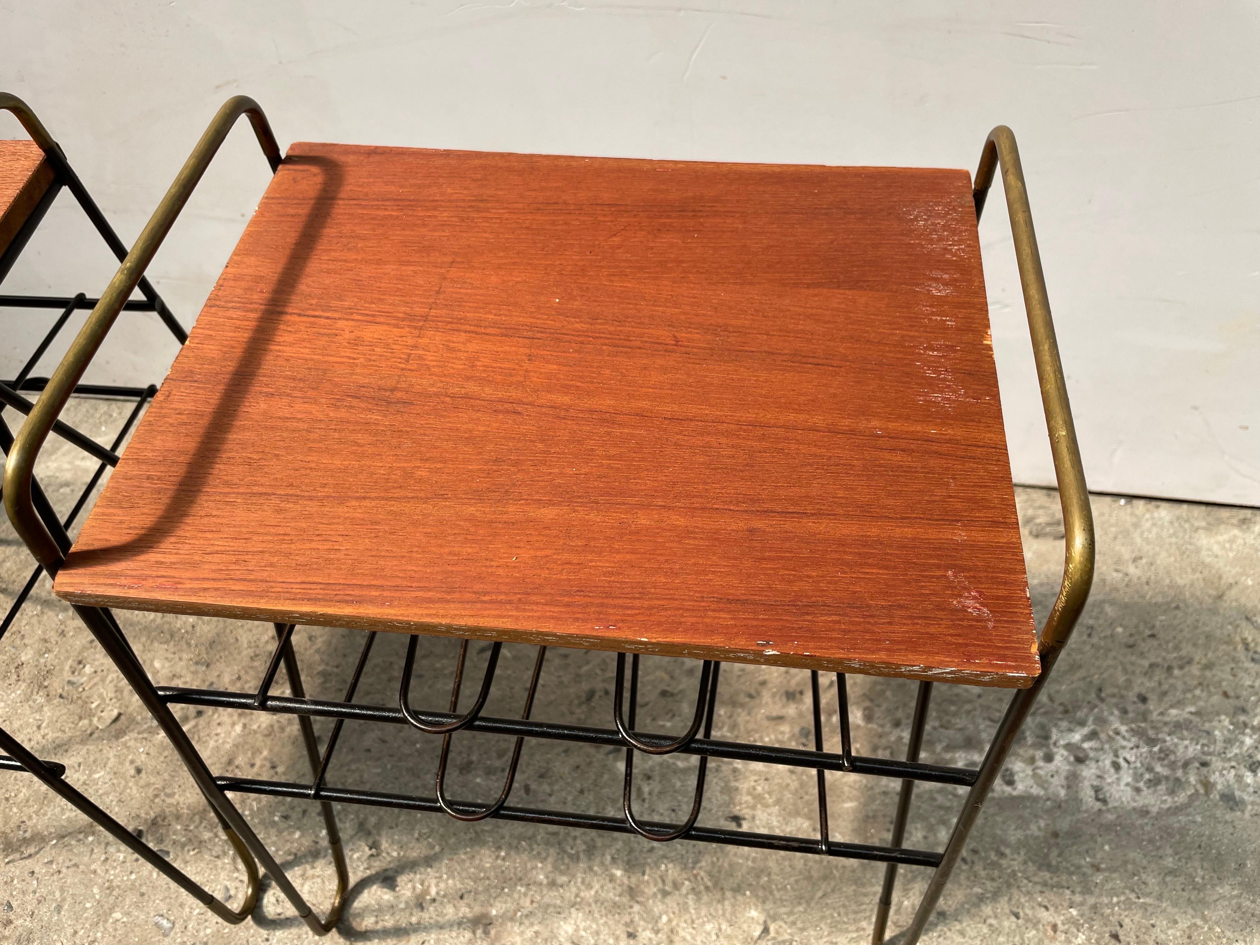 A set of minimalistic Mid Century modern string nightstands from the 1960s In Good Condition For Sale In Copenhagen, DK