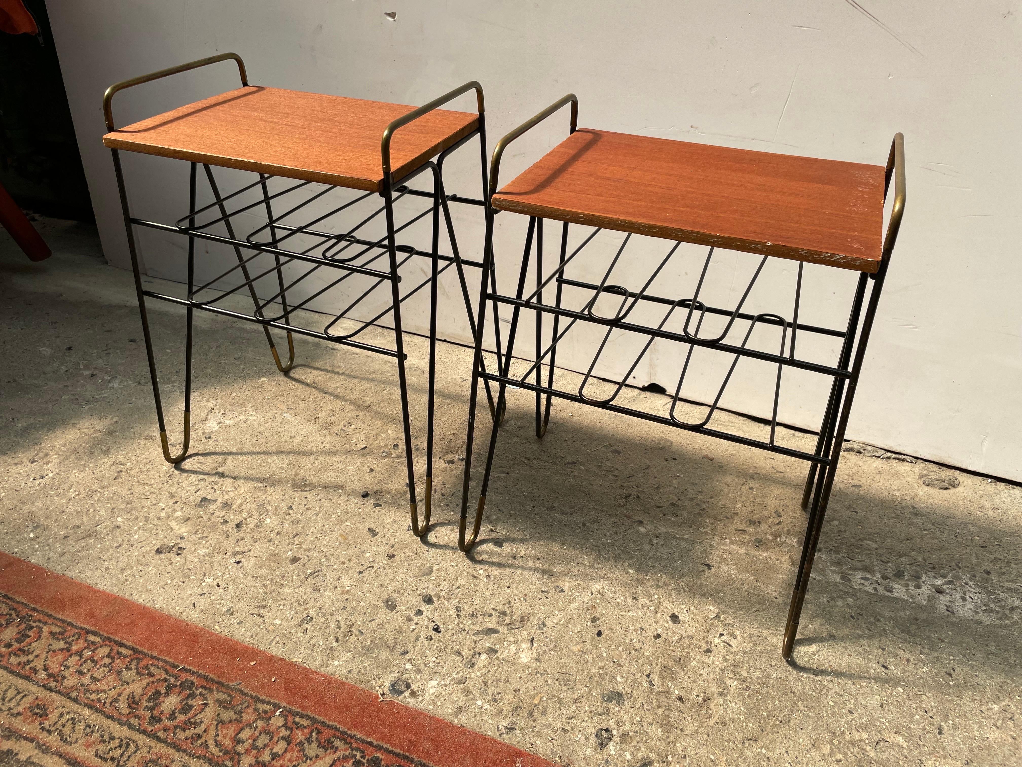 Mid-20th Century A set of minimalistic Mid Century modern string nightstands from the 1960s For Sale