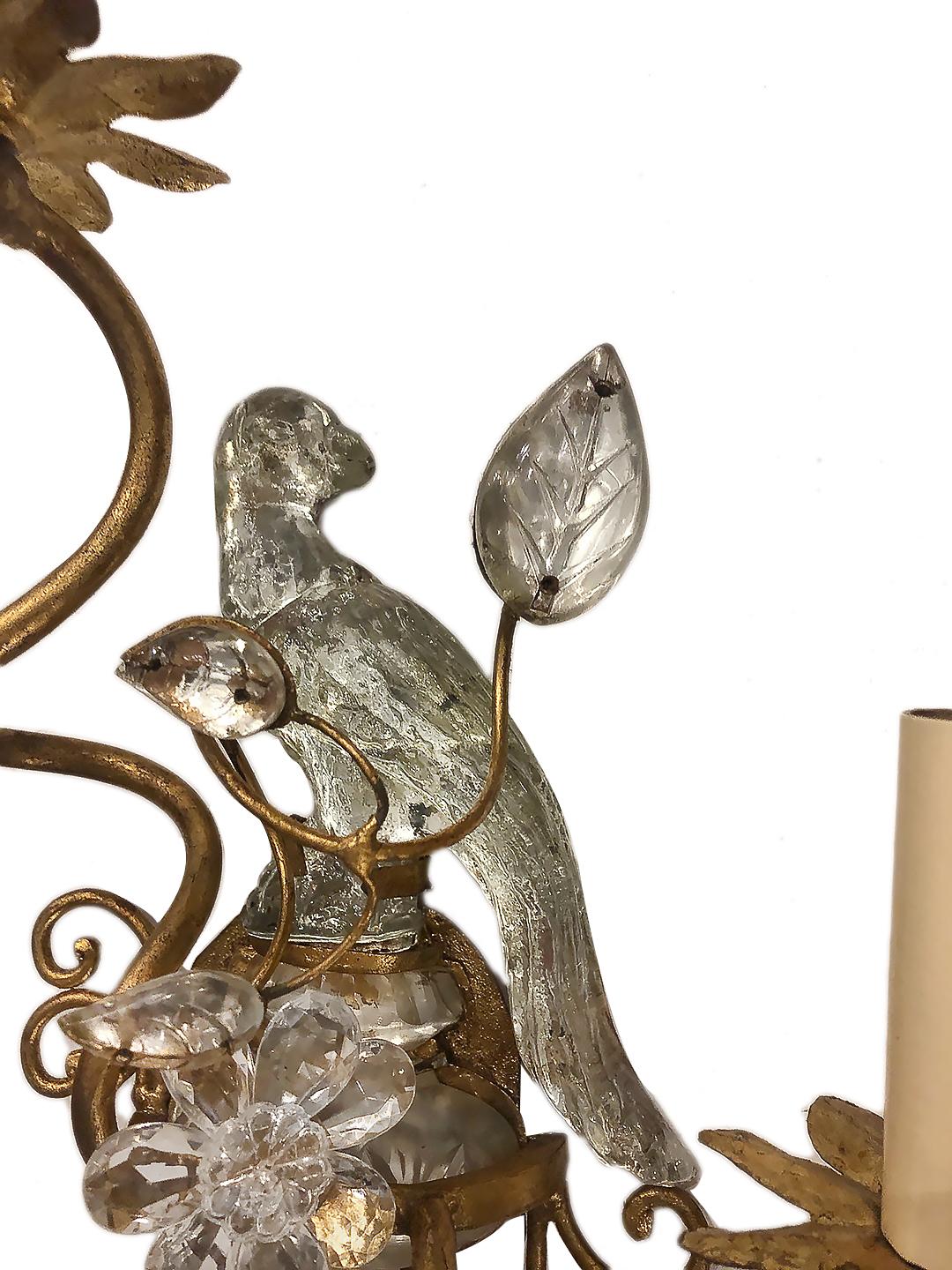 Set of Molded Glass Bird Sconces. Sold Per Pair In Good Condition For Sale In New York, NY