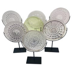 A set of mounted Antique automobile headlight glass Insert plates
