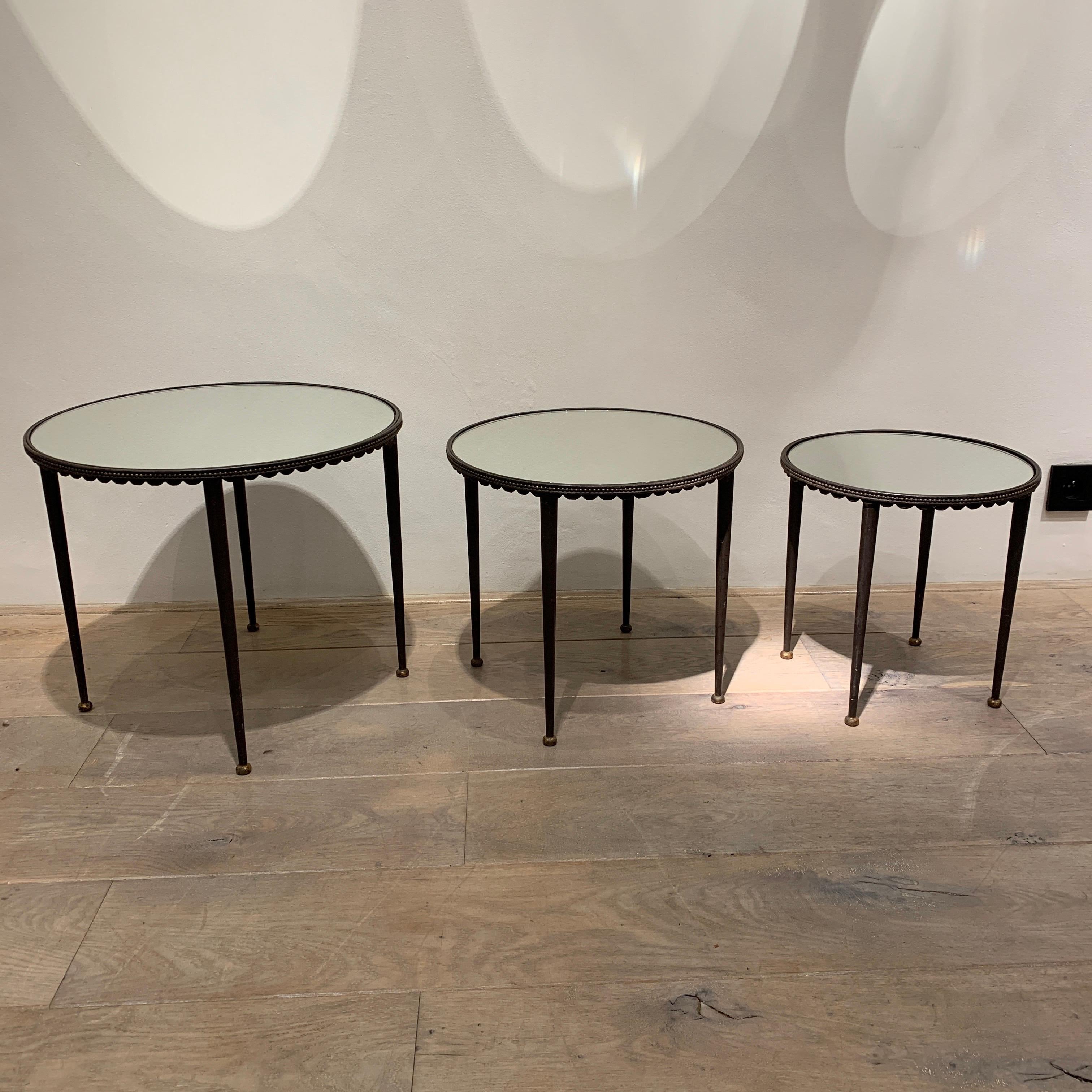 Set of Nesting Tables Attributed to Maison Jansen, 1960s In Good Condition In Brussels, BE