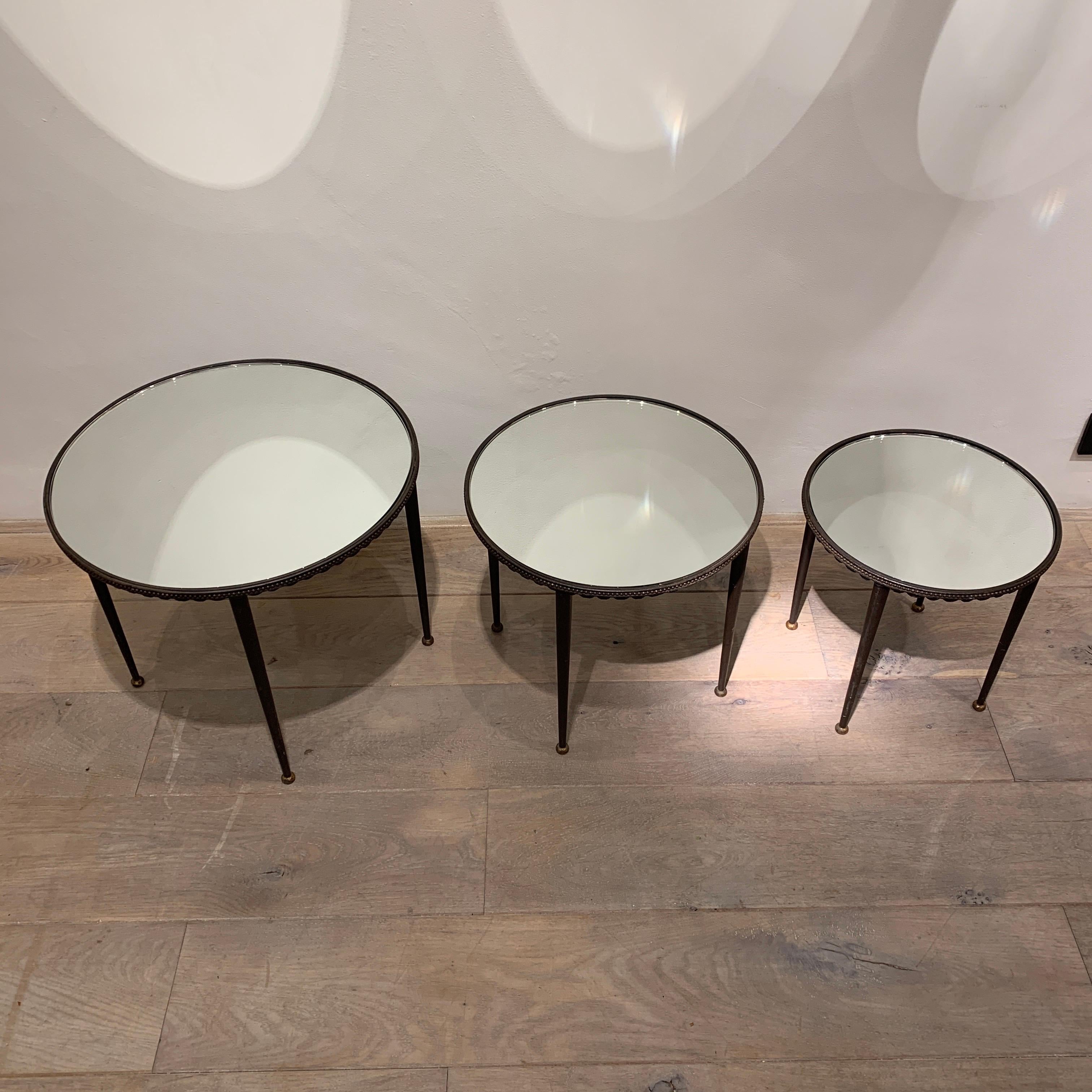 Mid-20th Century Set of Nesting Tables Attributed to Maison Jansen, 1960s