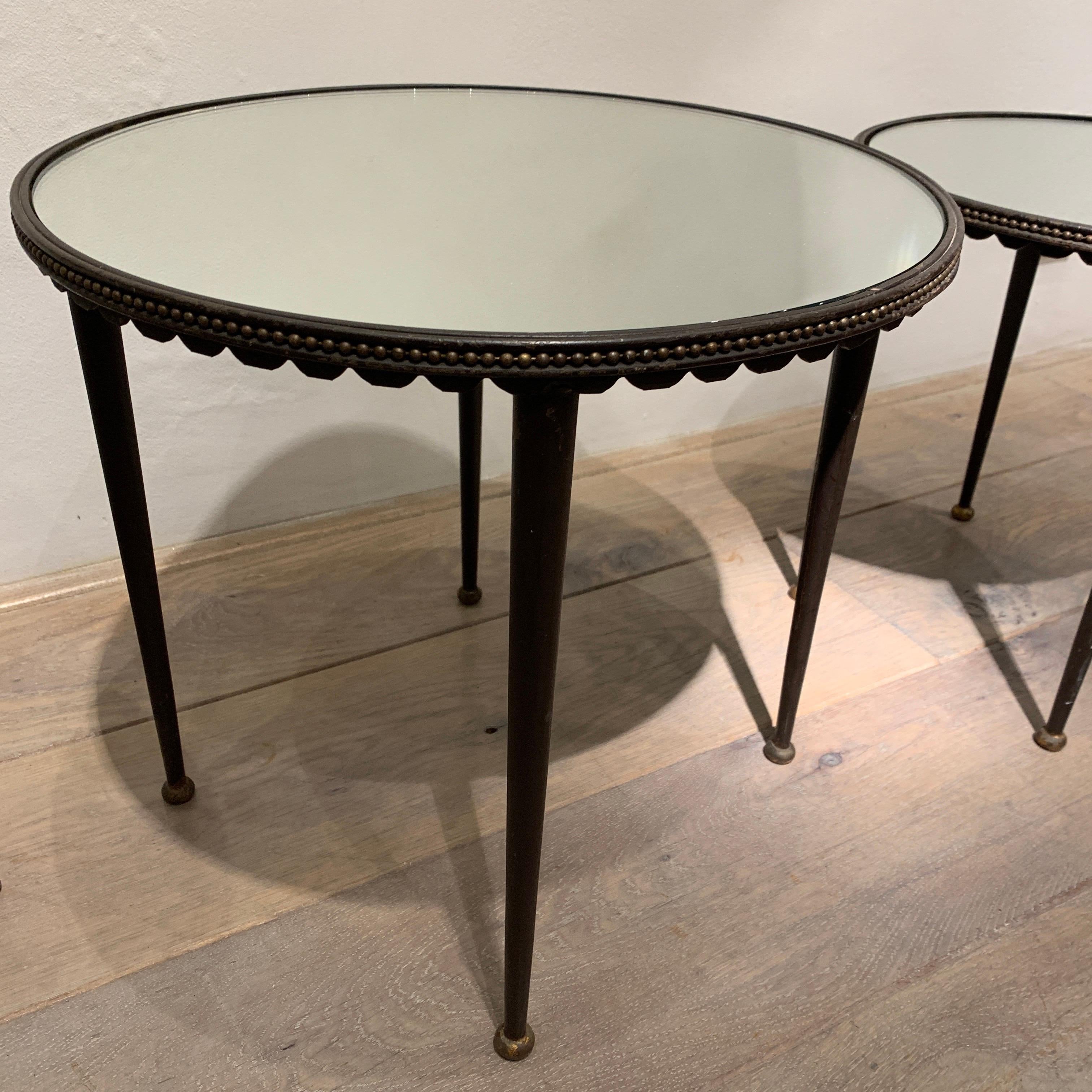 Metal Set of Nesting Tables Attributed to Maison Jansen, 1960s