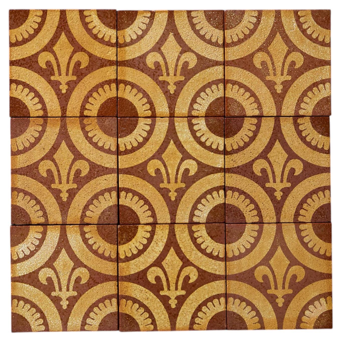 A Set of Nine Reclaimed Encaustic W.Godwin Tiles