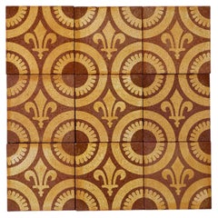 A Set of Nine Reclaimed Encaustic W.Godwin Tiles