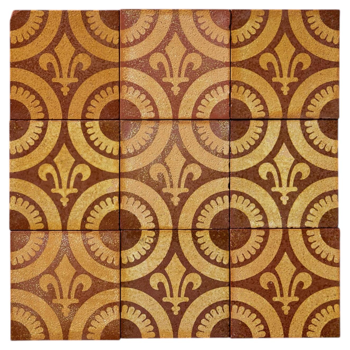 A Set of Nine Reclaimed Encaustic W.Godwin Tiles