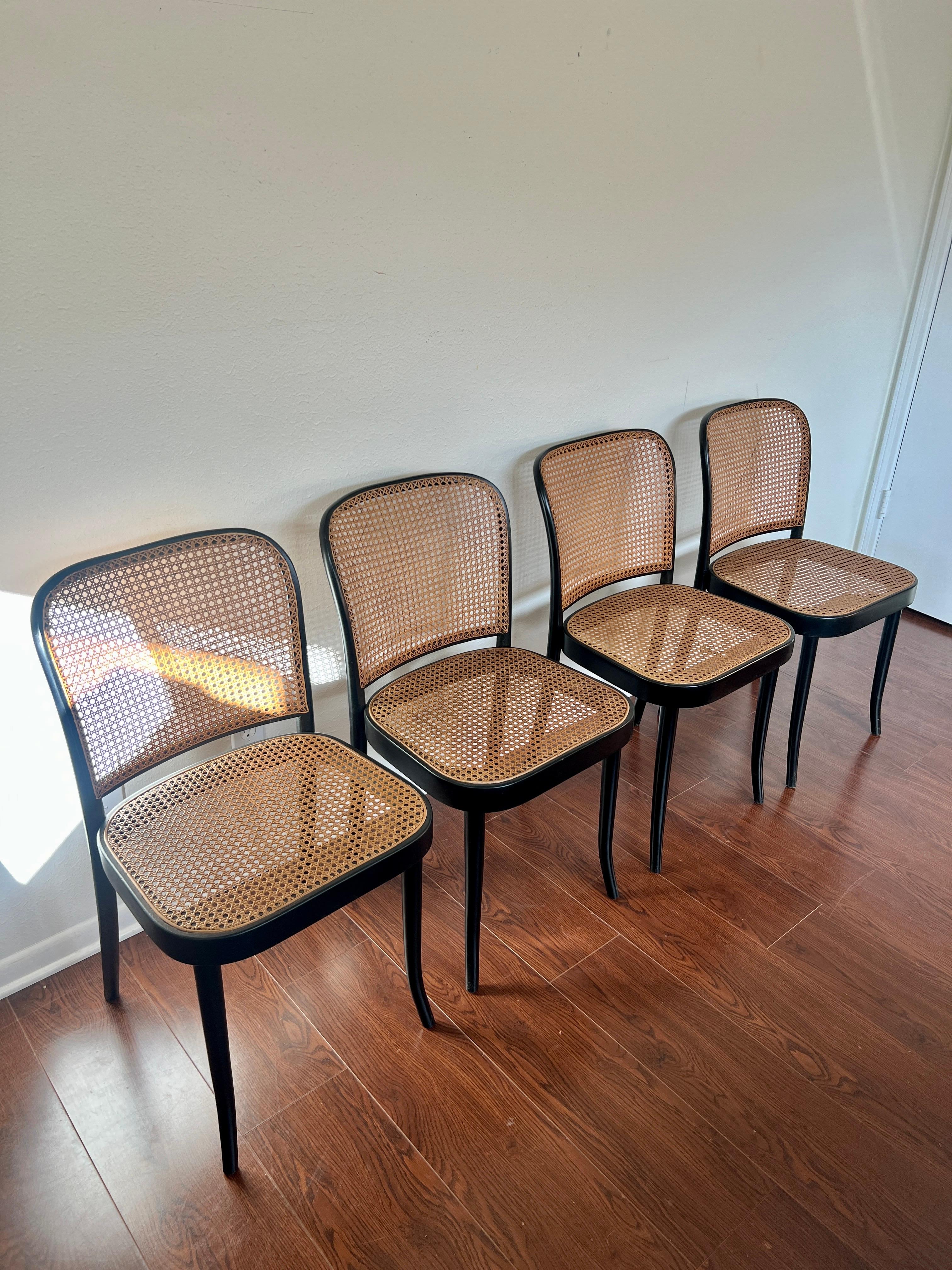 A set of of 4 original chairs by Josef Hoffmann for Thonet, circa 1960s 5