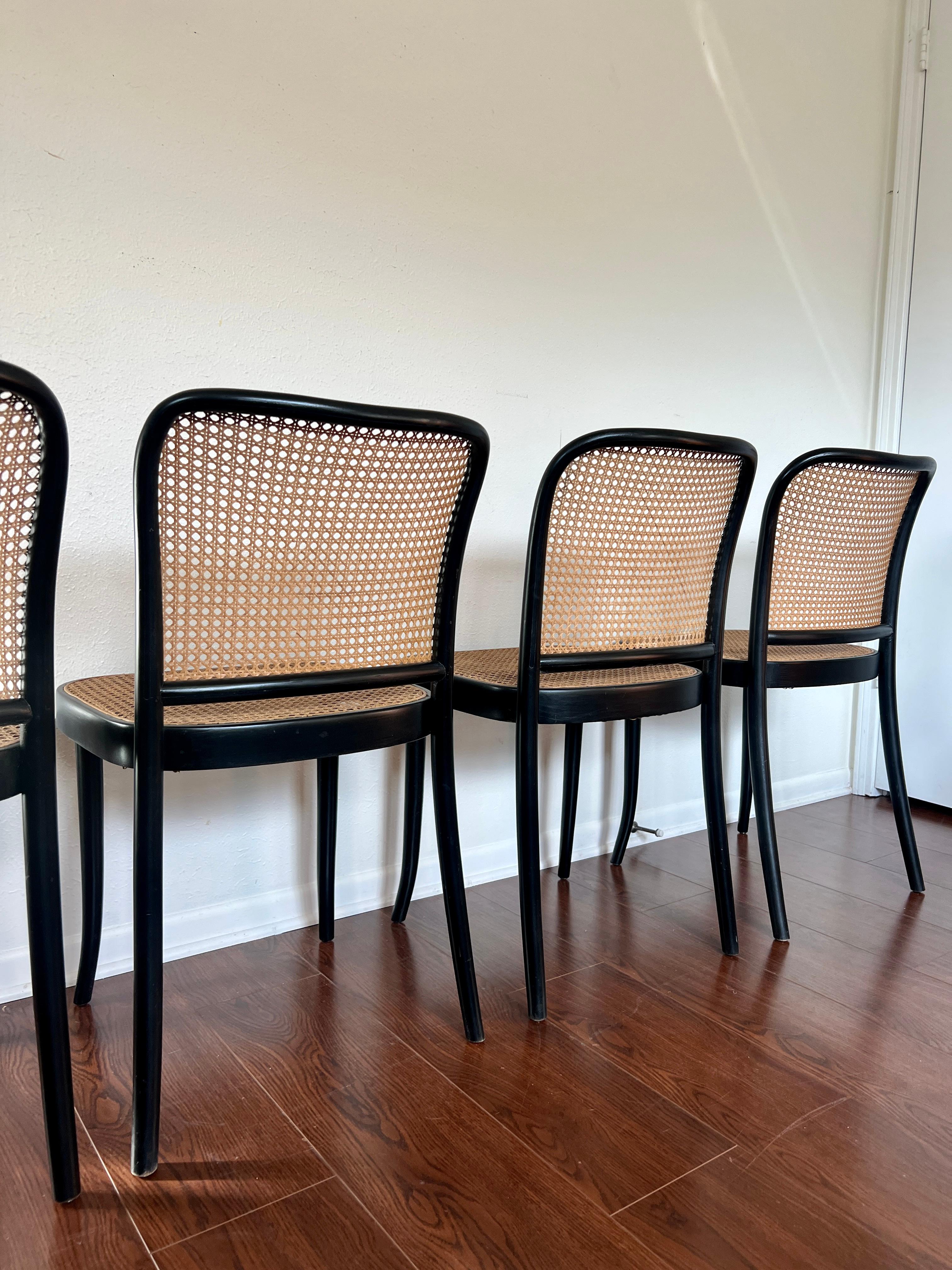 A set of of 4 original chairs by Josef Hoffmann for Thonet, circa 1960s 8