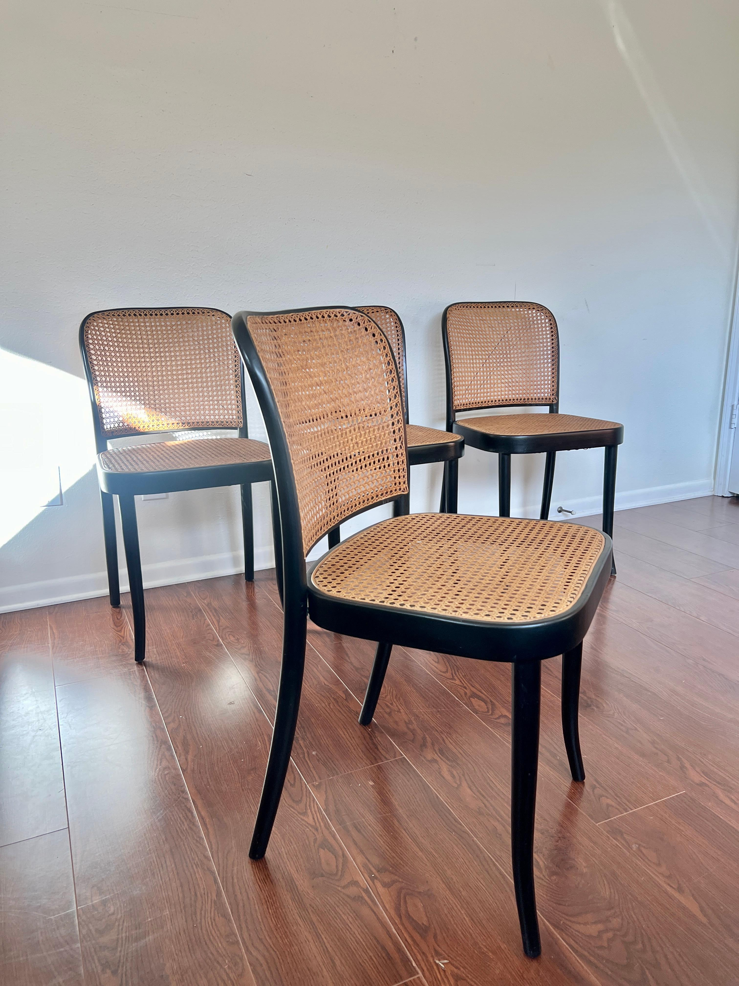 A set of of 4 original chairs by Josef Hoffmann for Thonet, circa 1960s 9